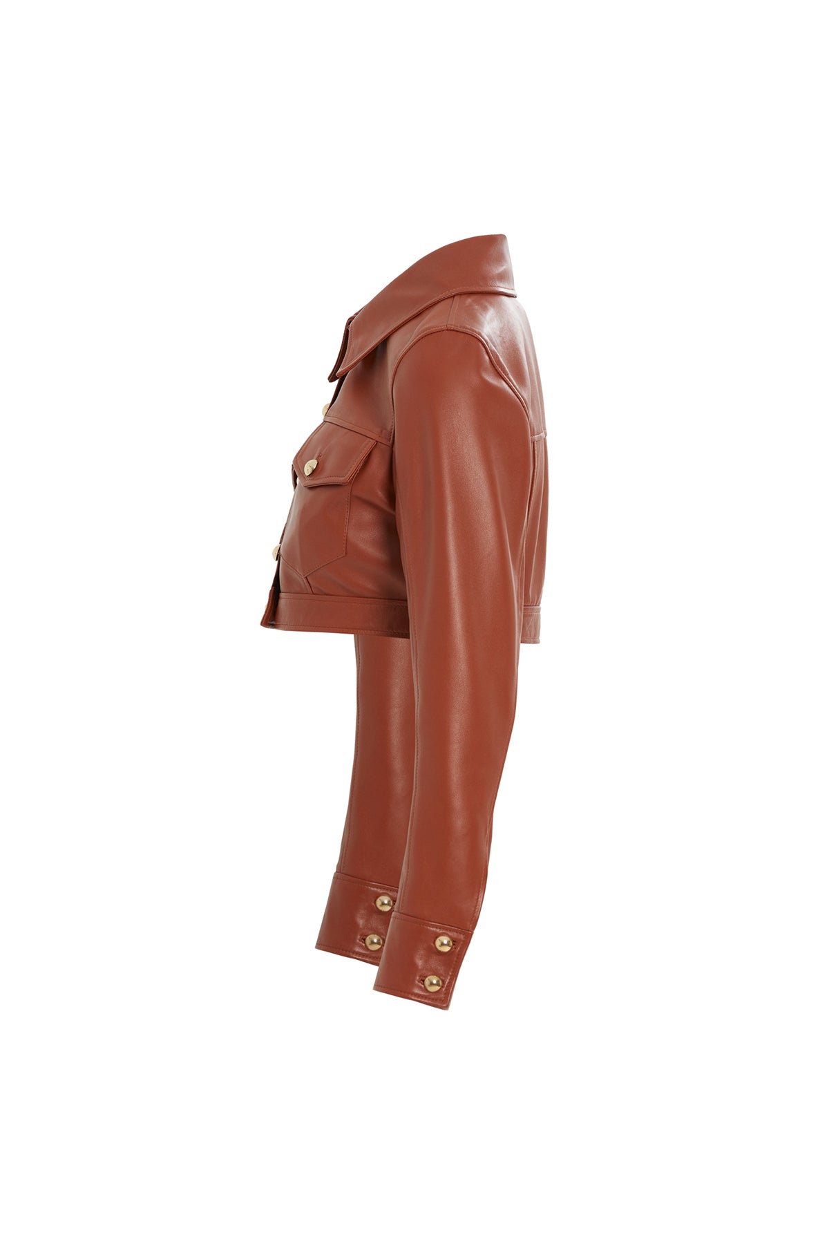 Düğme Detaylı Kısa Deri Ceket