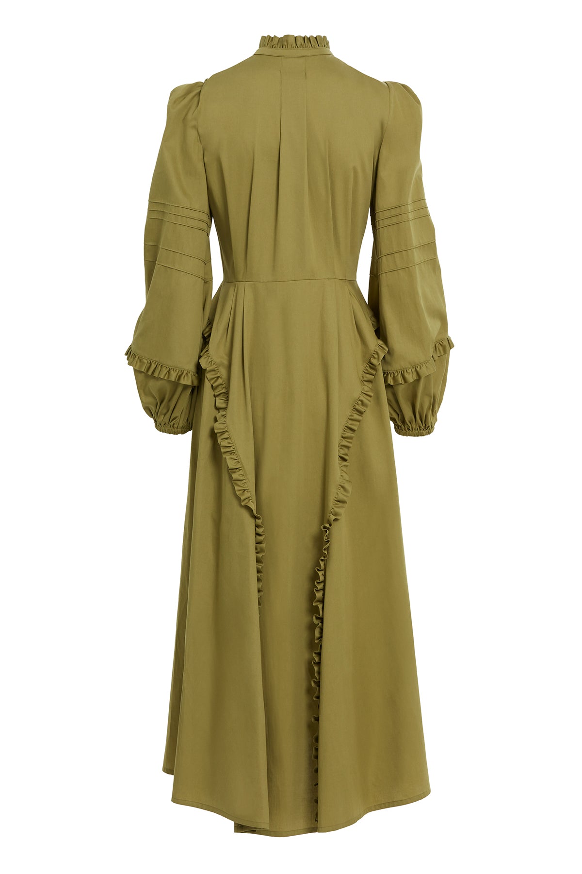 Fırfır Yakalı Maxi Astarsız Elbise