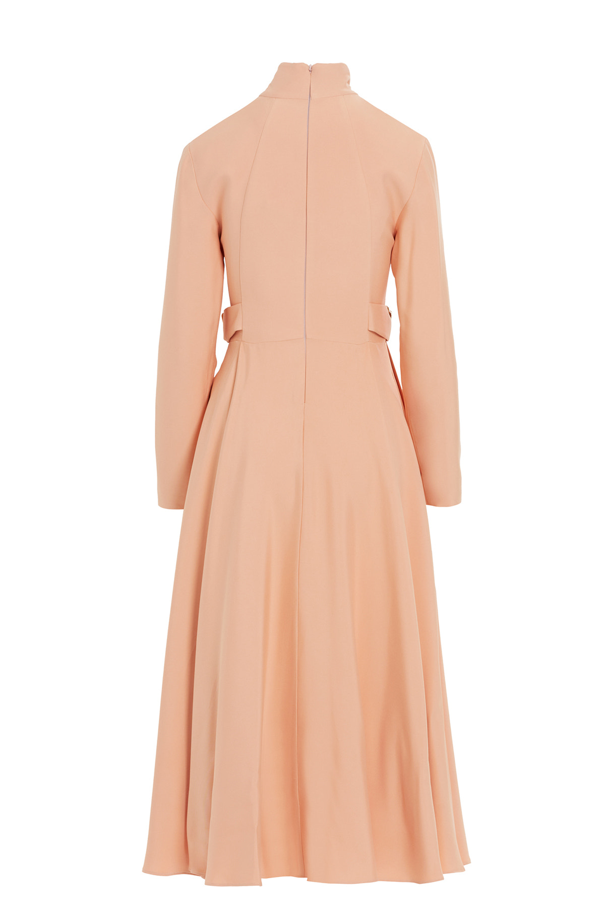 Dik Yaka Uzun Kollu Midi Elbise