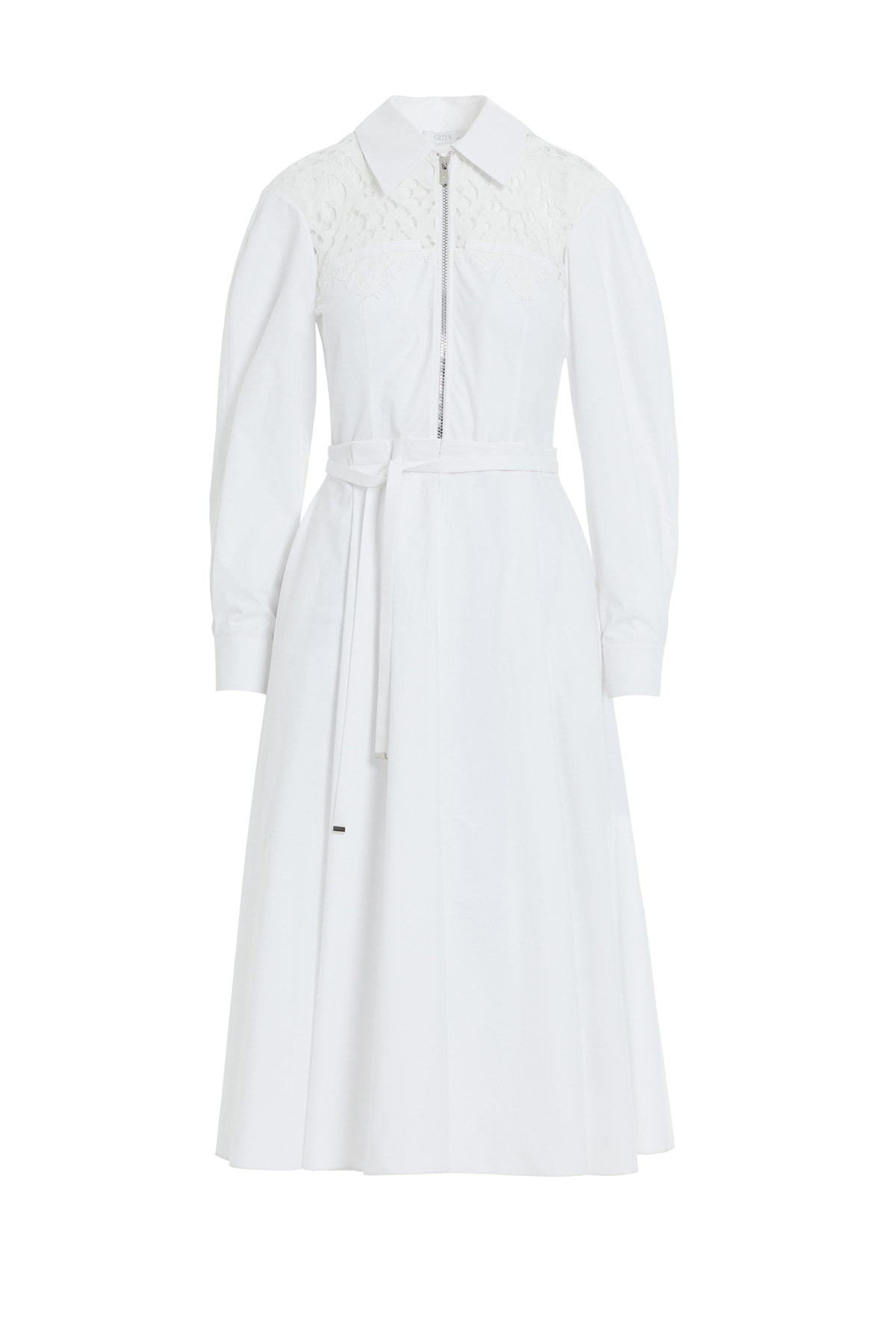 Gömlek Yaka Fermuarlı Midi Elbise