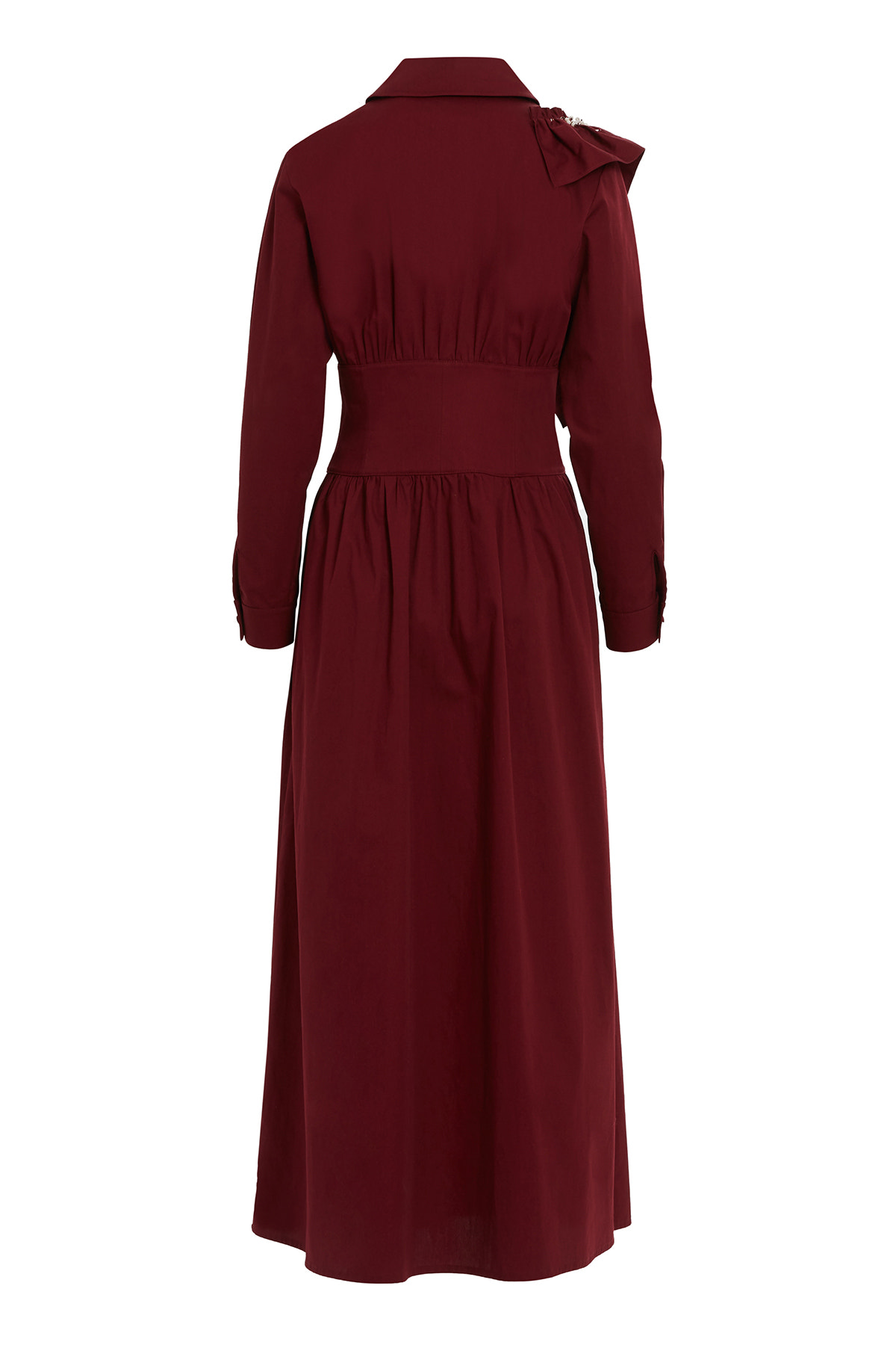 Beli Korsaj Detaylı Pile Üstüne Boncuk İşlemeli Maxi Elbise