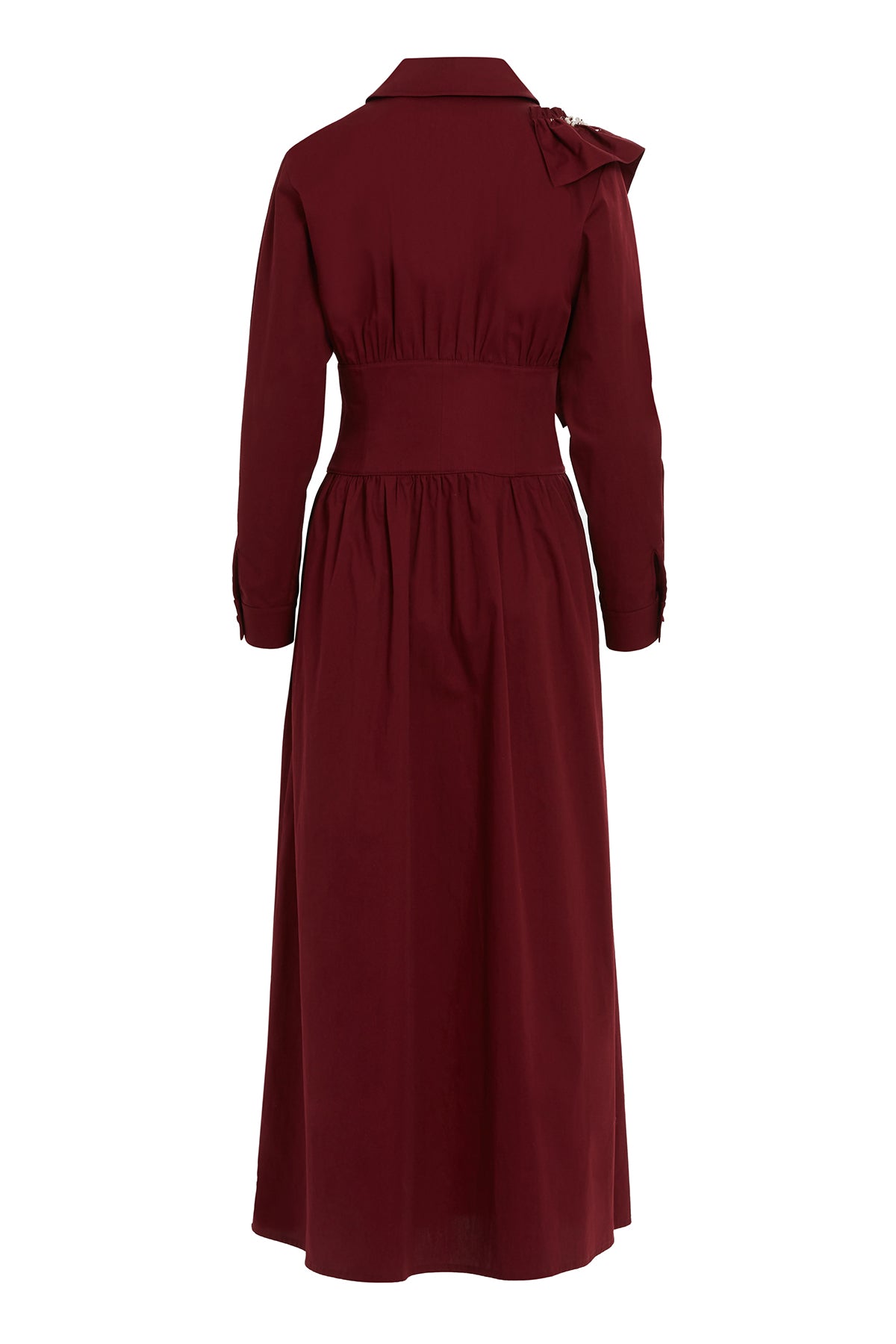 Beli Korsaj Detaylı Pile Üstüne Boncuk İşlemeli Maxi Elbise