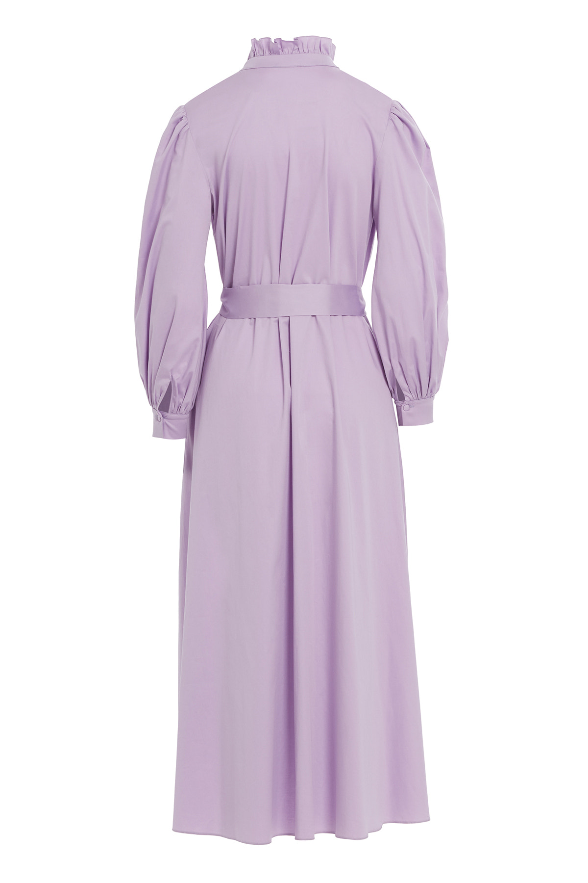 Fırfır Detaylı Belden Bağlamalı Maxi Astarlı Elbise