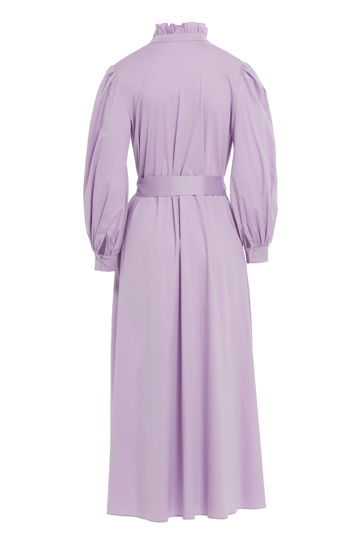 Fırfır Detaylı Belden Bağlamalı Maxi Astarlı Elbise