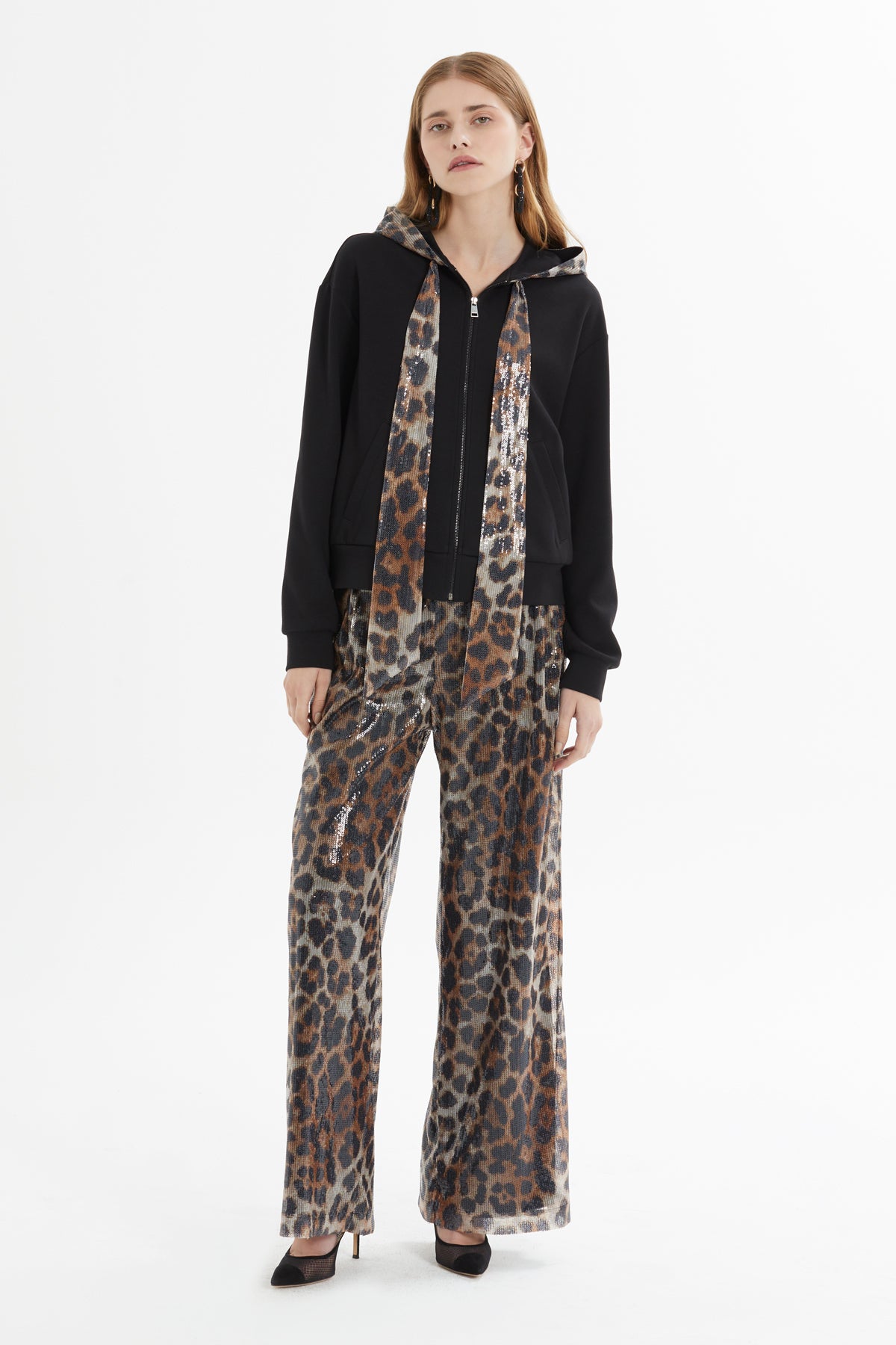 Leopar Desenli Hırka Pantolon Takım