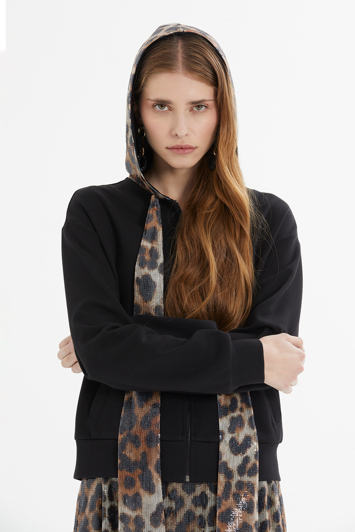 Leopar Desenli Hırka Pantolon Takım