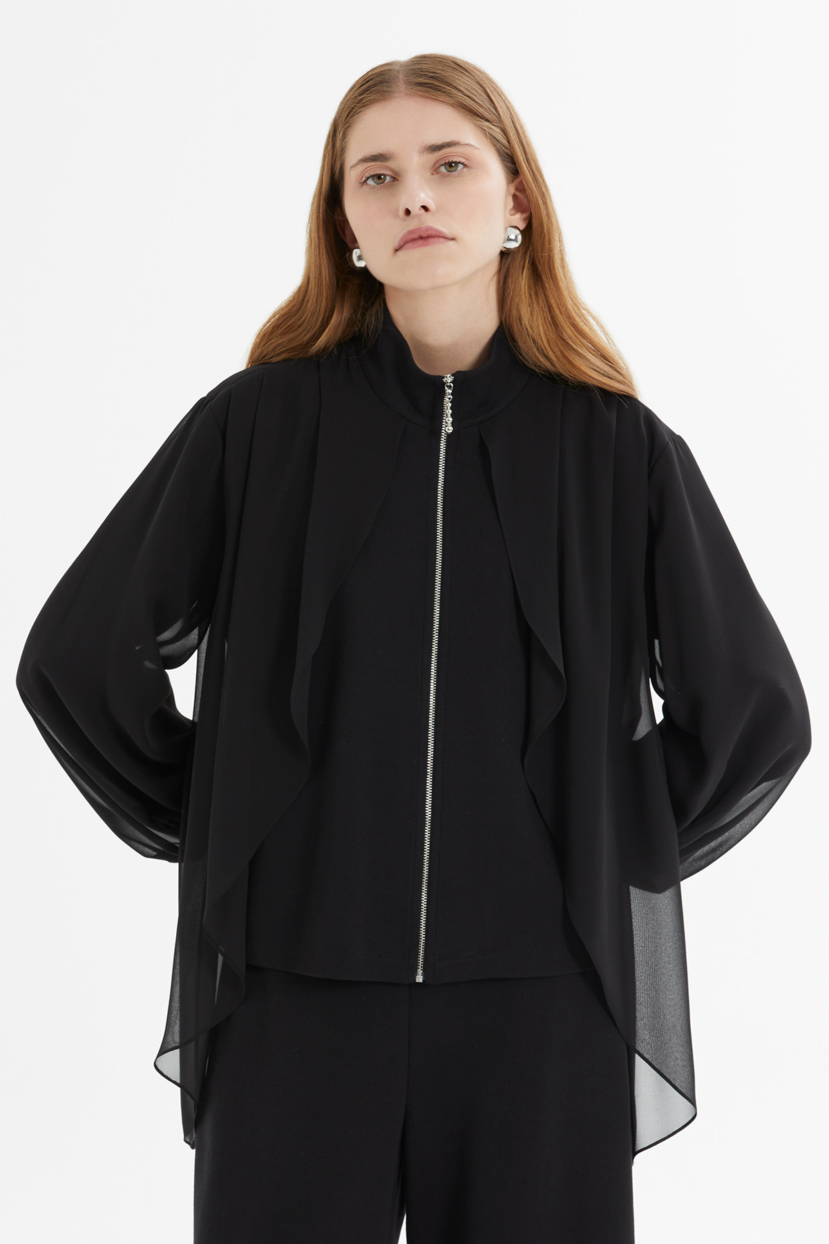 Dökümlü Ceketli Geniş Paça Takım