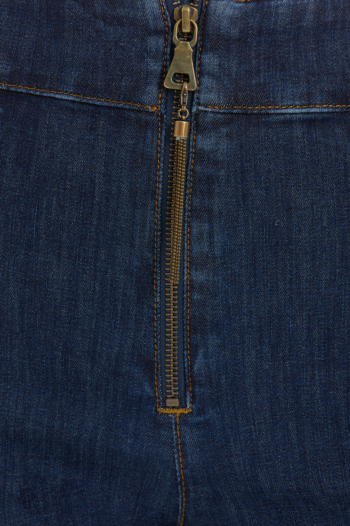 Bel Kıvırma Detaylı Önü Fermuarlı Streç Yüksek Bel Jean Pantolon