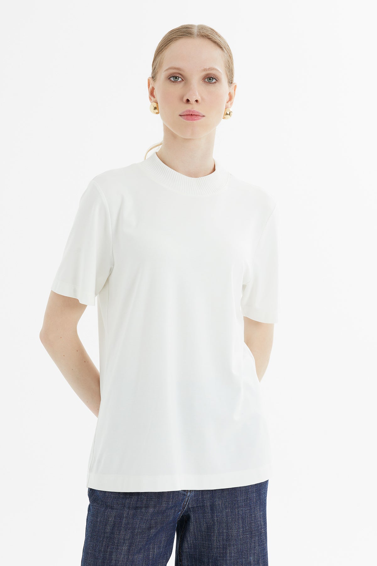 Bisiklet Yaka Kısa Kollu T-Shirt