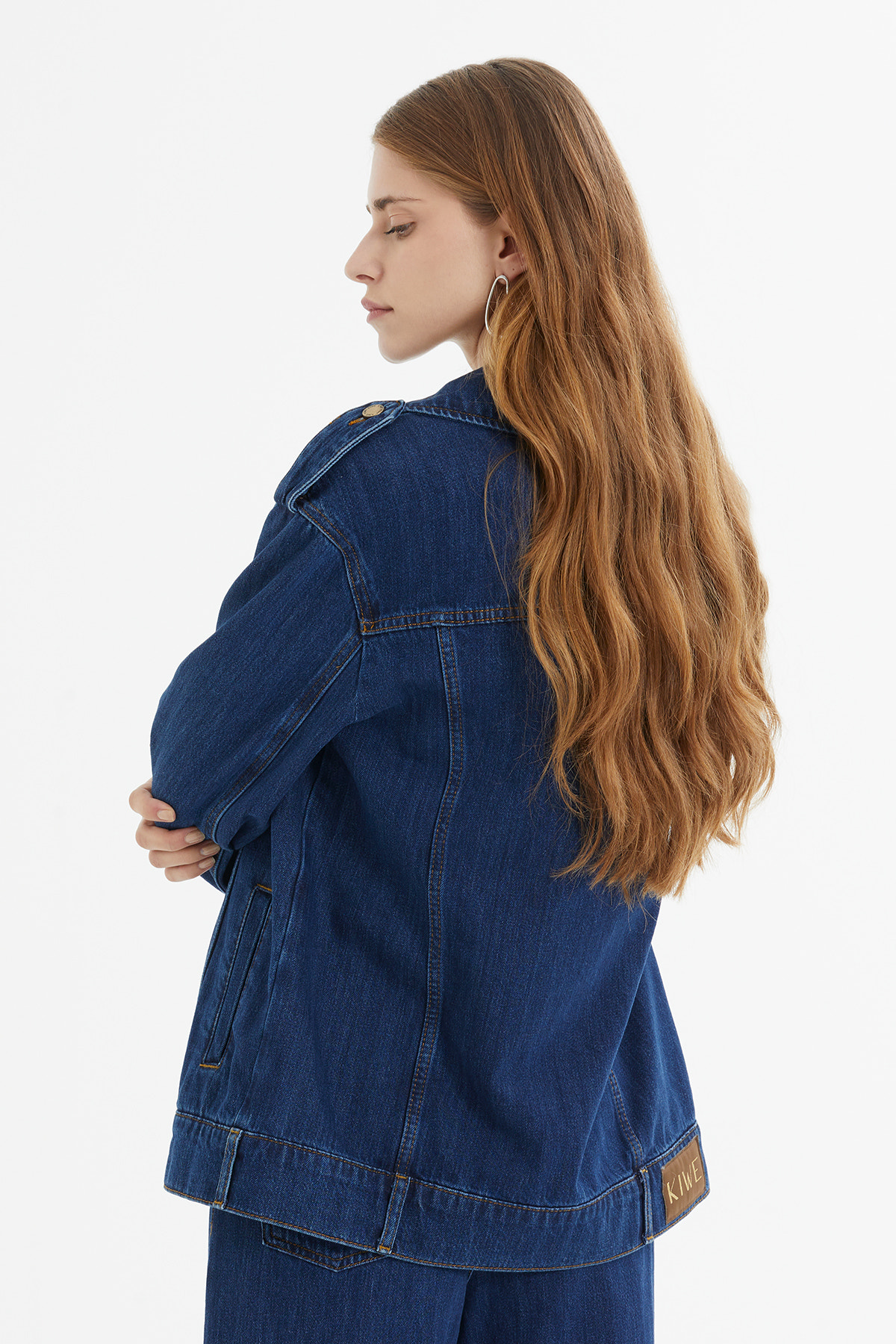Apolet Detaylı Oversize Denim Ceket