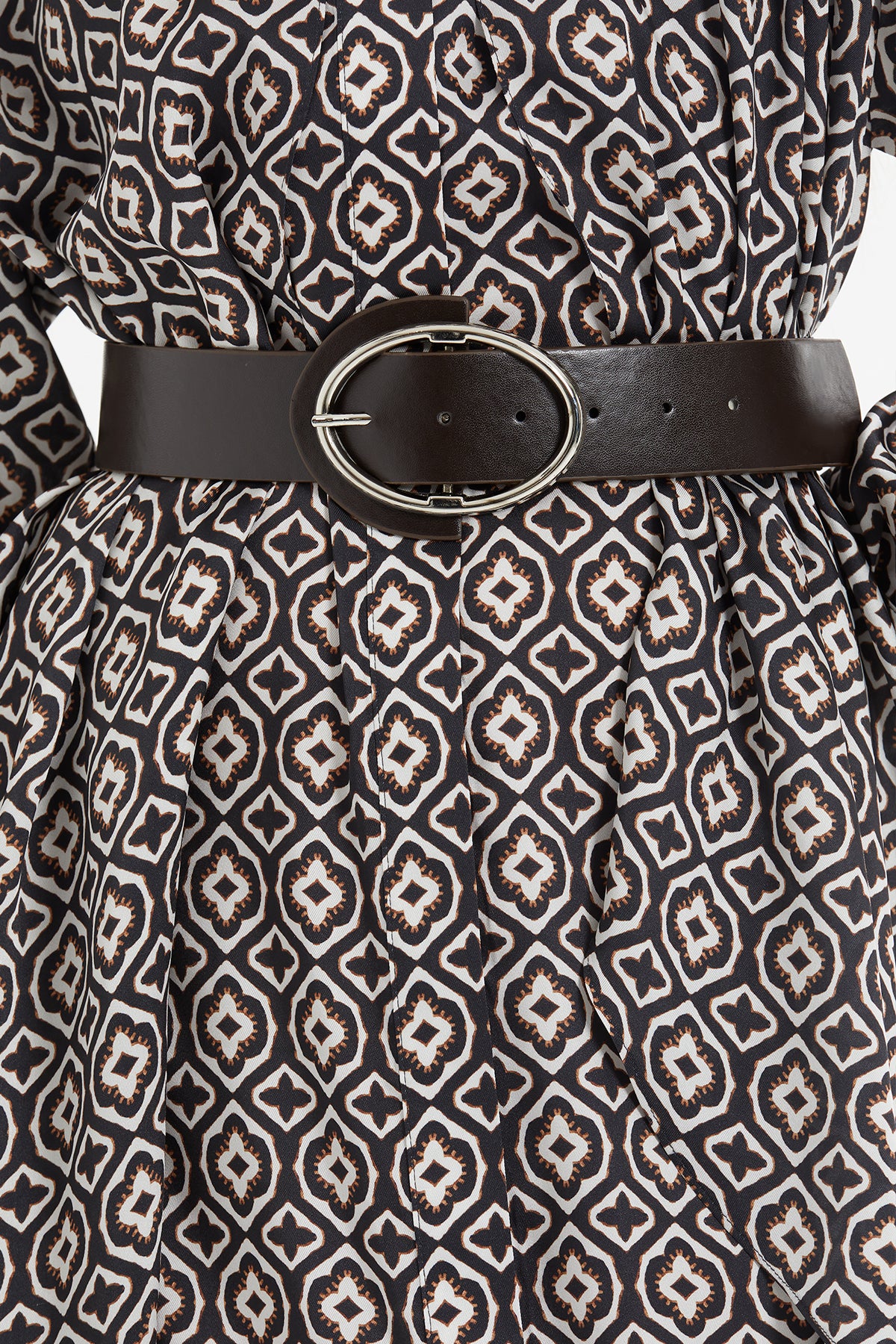 Aller Parçalı Desenli Maxi Elbise