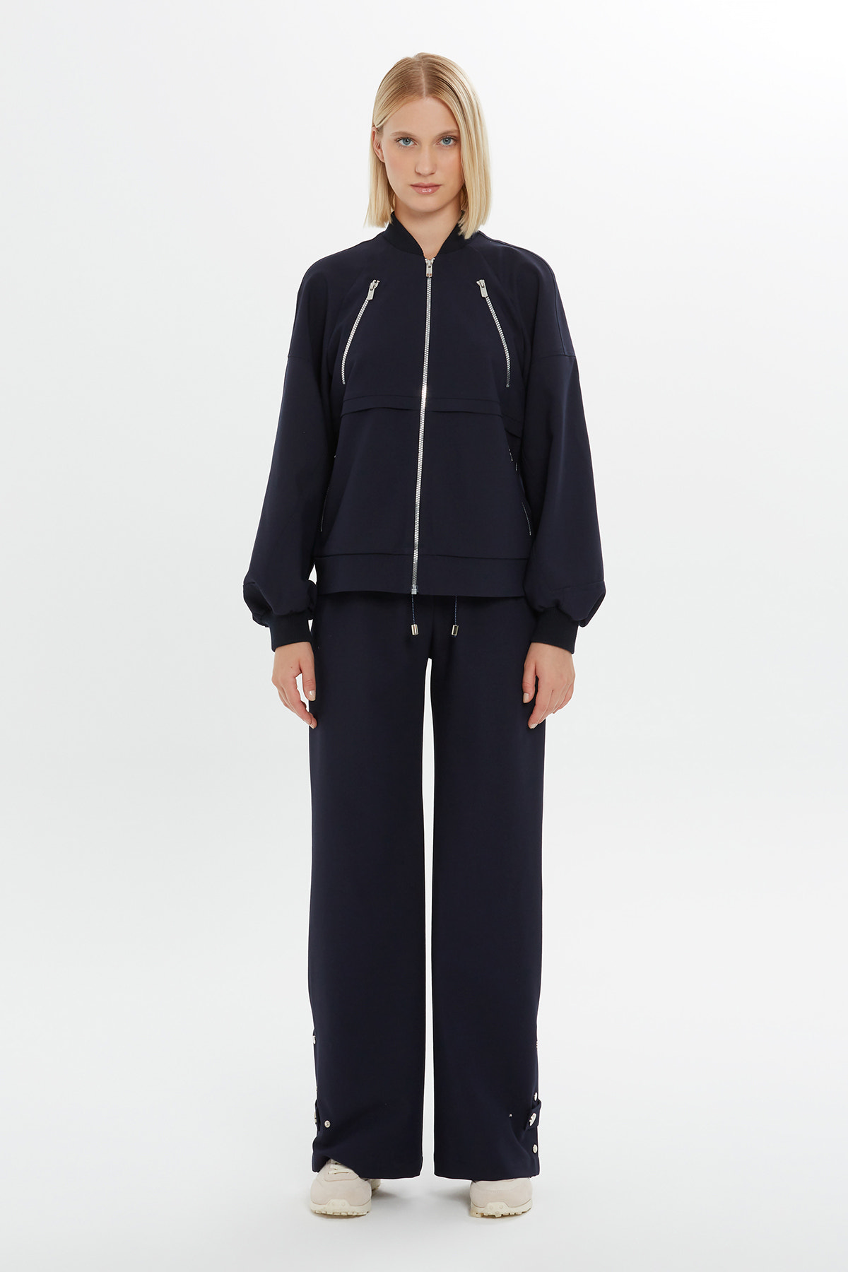 Fermuar Detaylı Bomber Eşofman Üstü