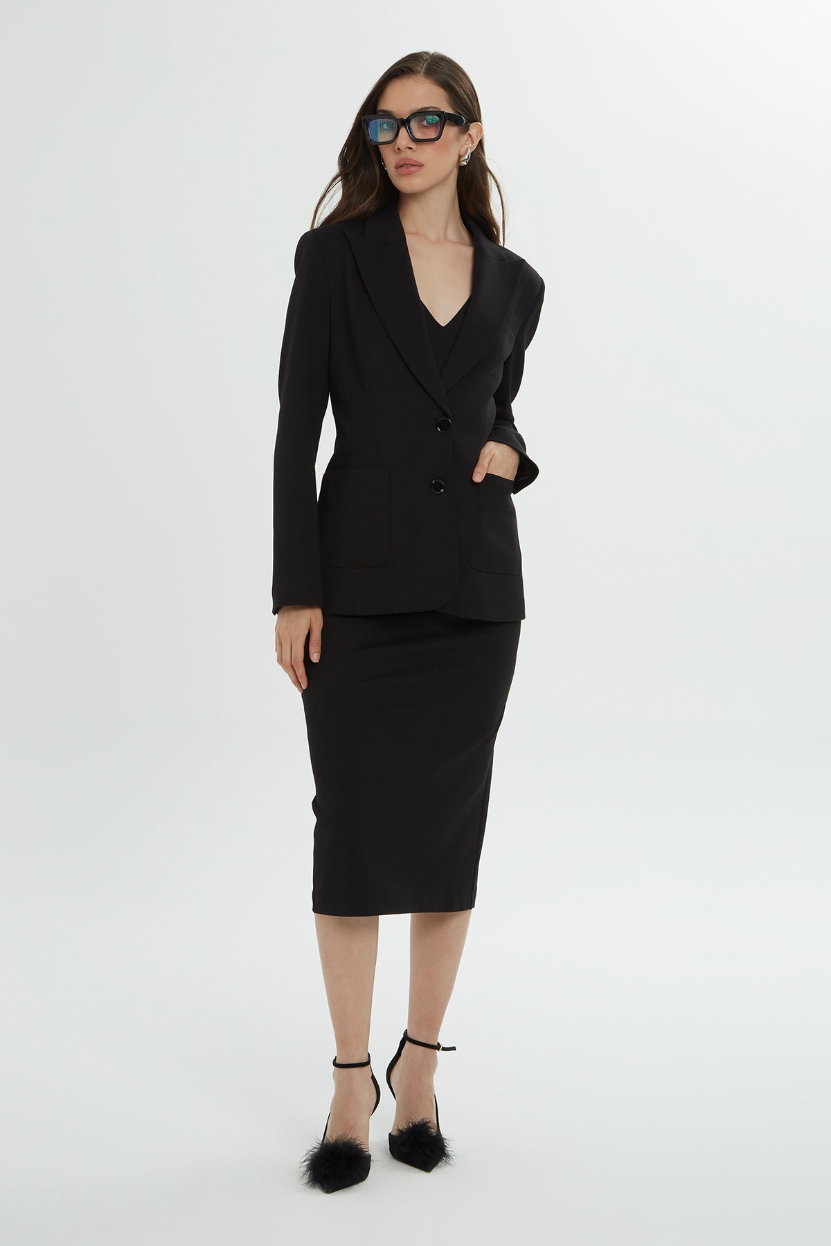 Ceket Ve Kalem Elbise Takım