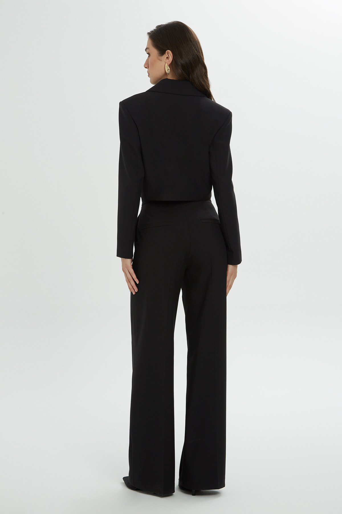 Crop Ceketli Pantolonlu Takım