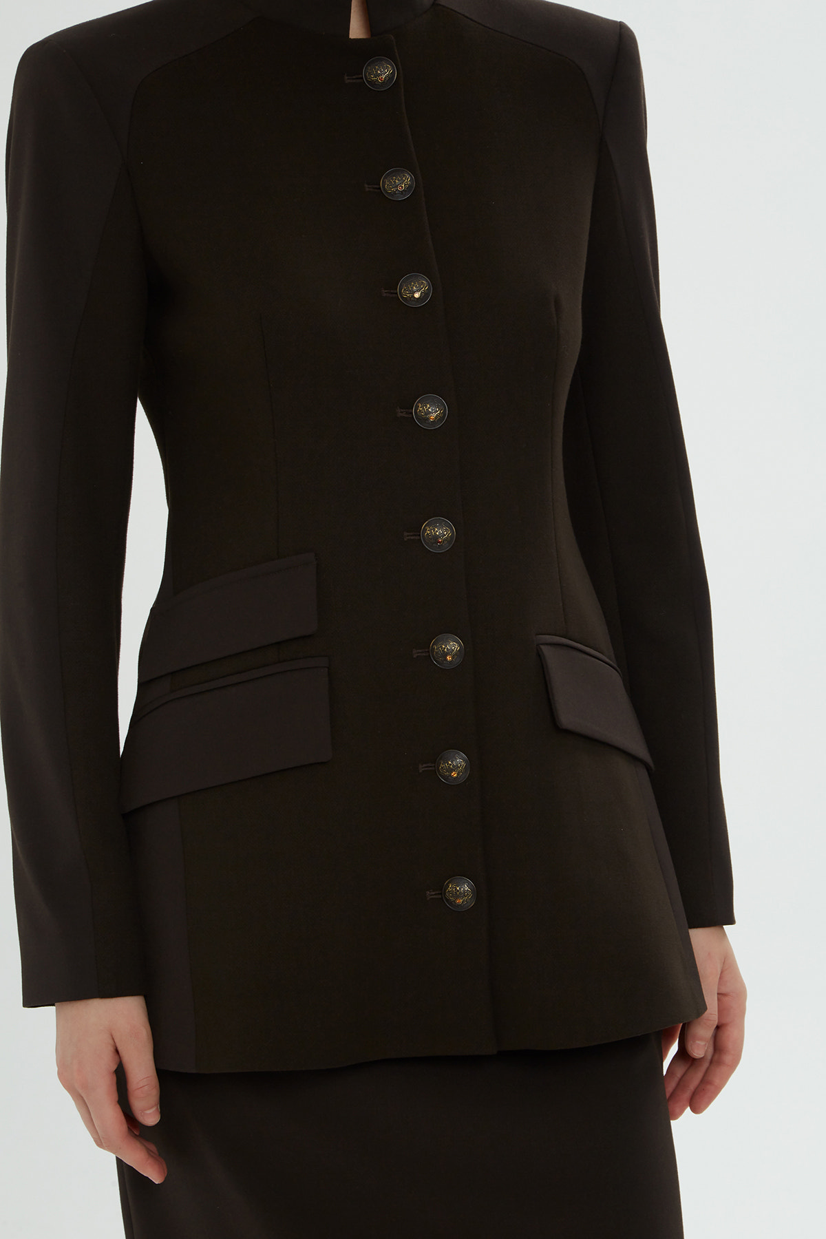 Düğme Detaylı Ceket Ve Kalem Etek Takımı