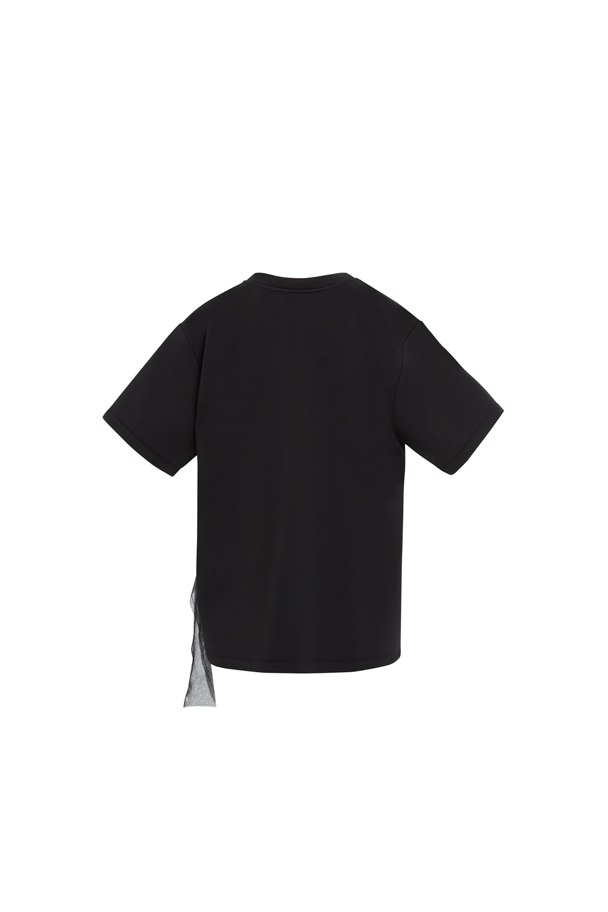 Tül Ve Boncuk Detaylı Siyah T-shirt