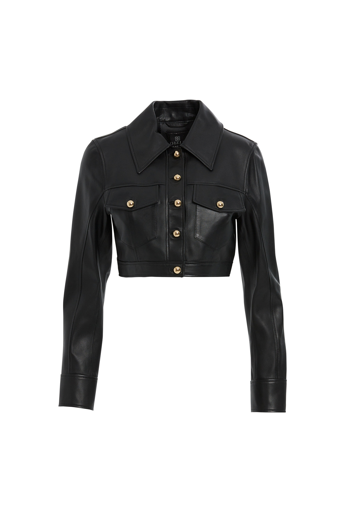 Düğme Detaylı Kısa Deri Ceket