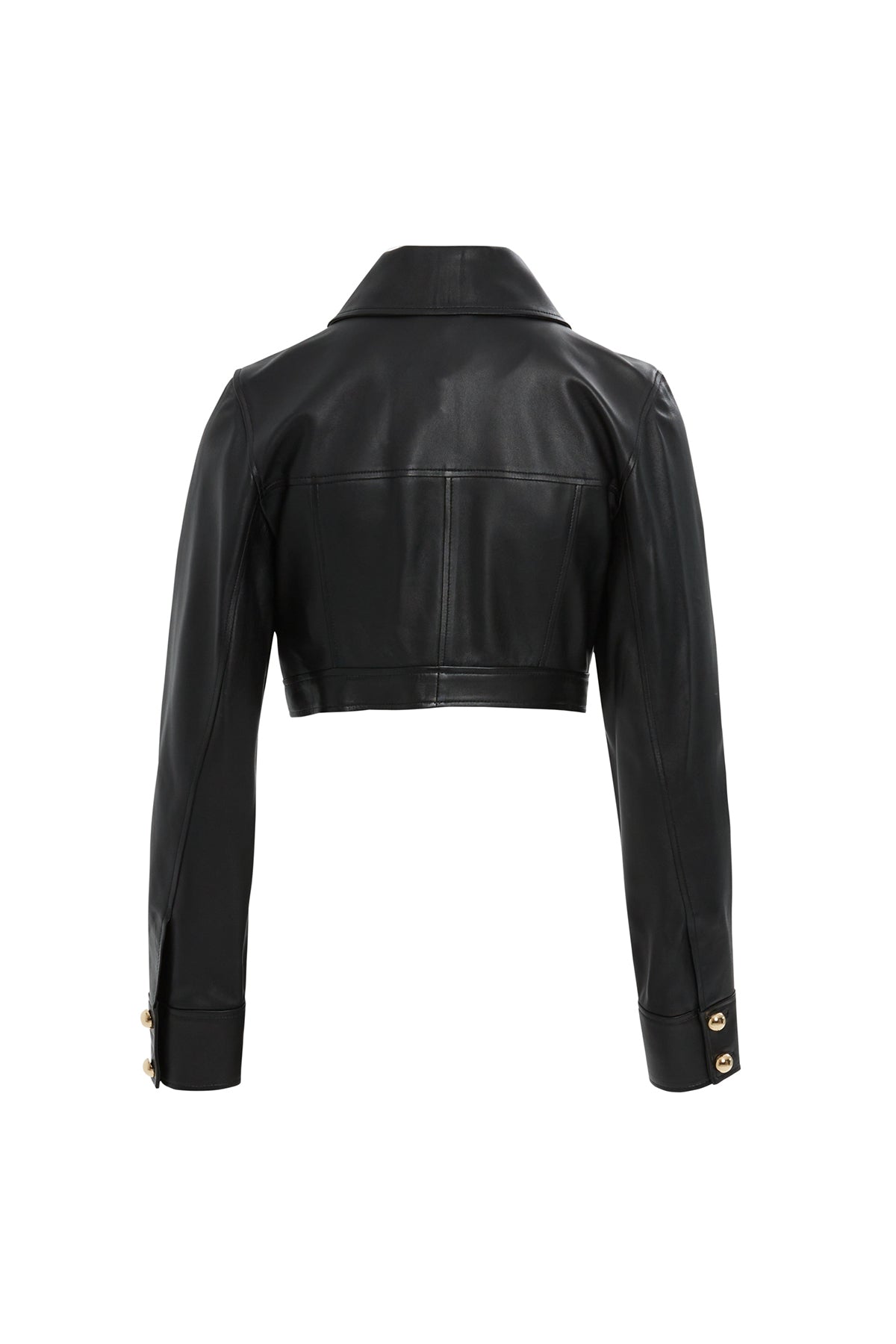 Düğme Detaylı Kısa Deri Ceket