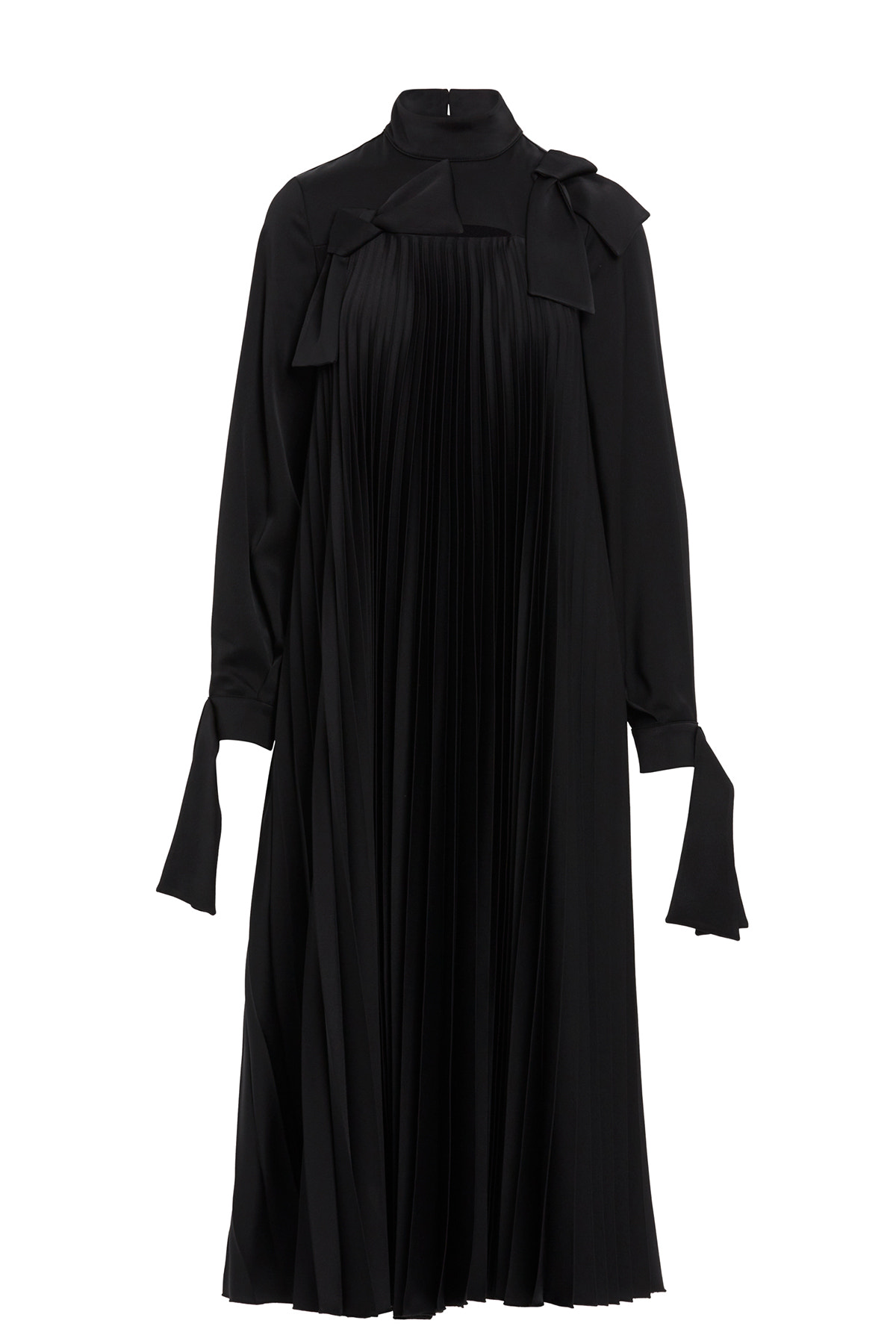 Piliseli Fiyonk Detaylı Uzun Kollu Maxi Elbise