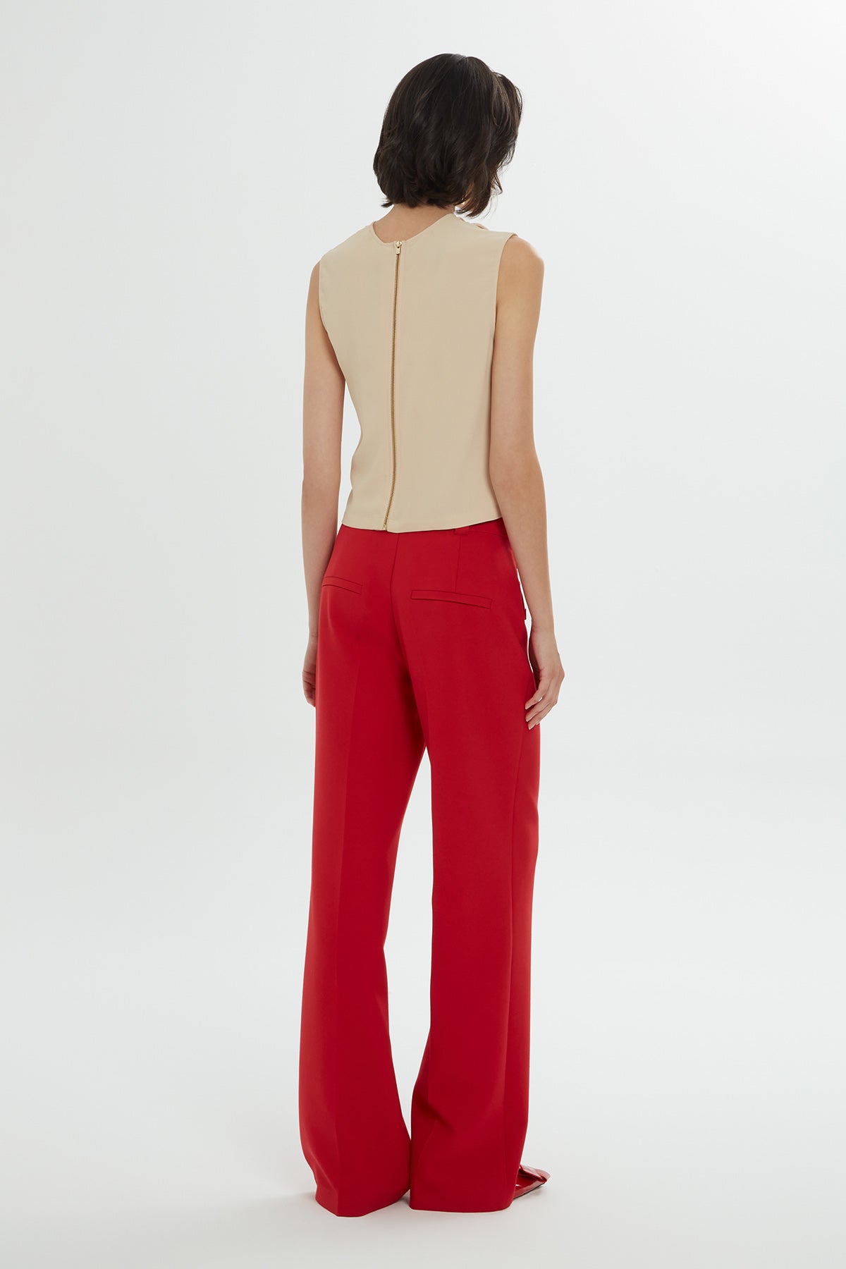 Kısa Kollu Arkası Fermuarlı Drapeli Bluz