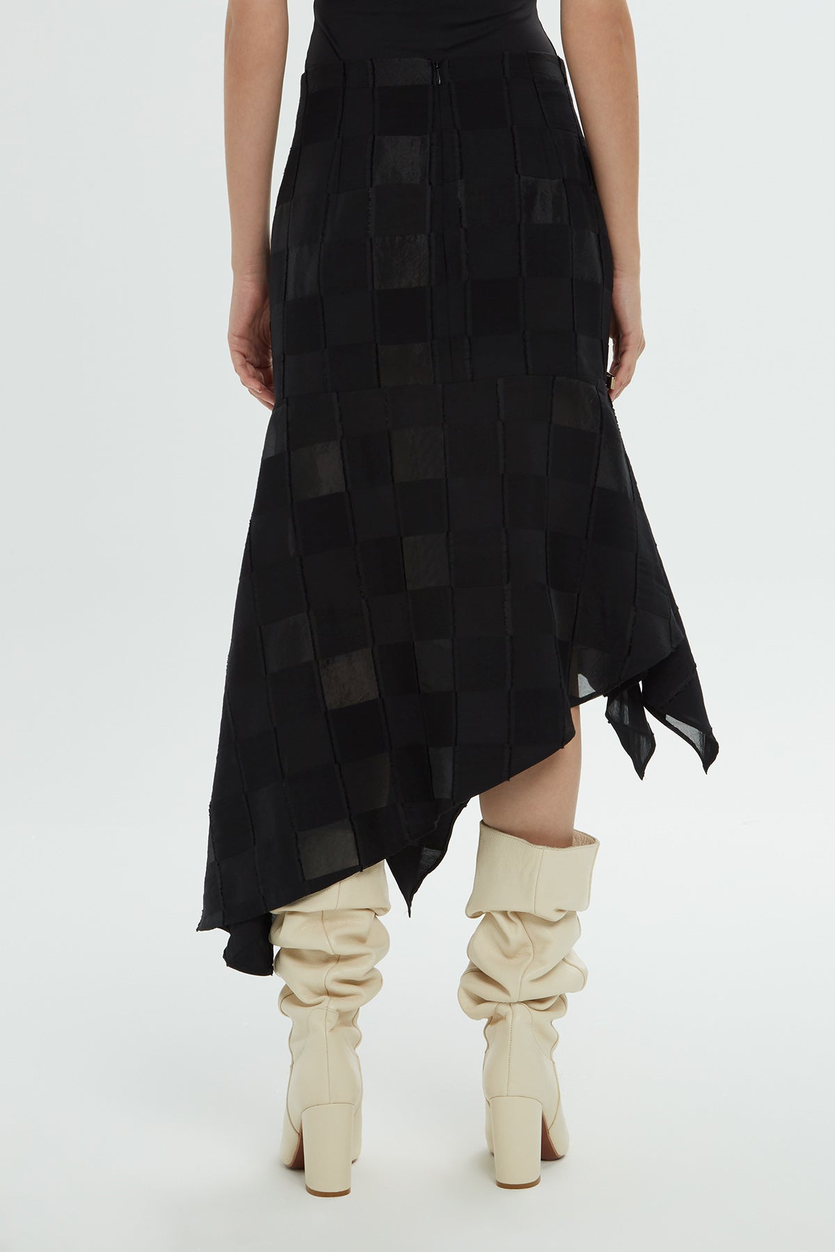 Asimetrik Kesim Midi Boy Etek