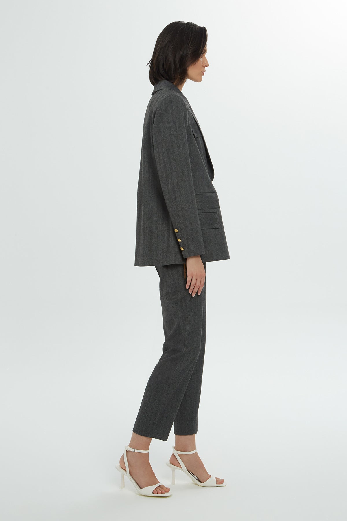 Düğme Detaylı Kruvaze Ceket