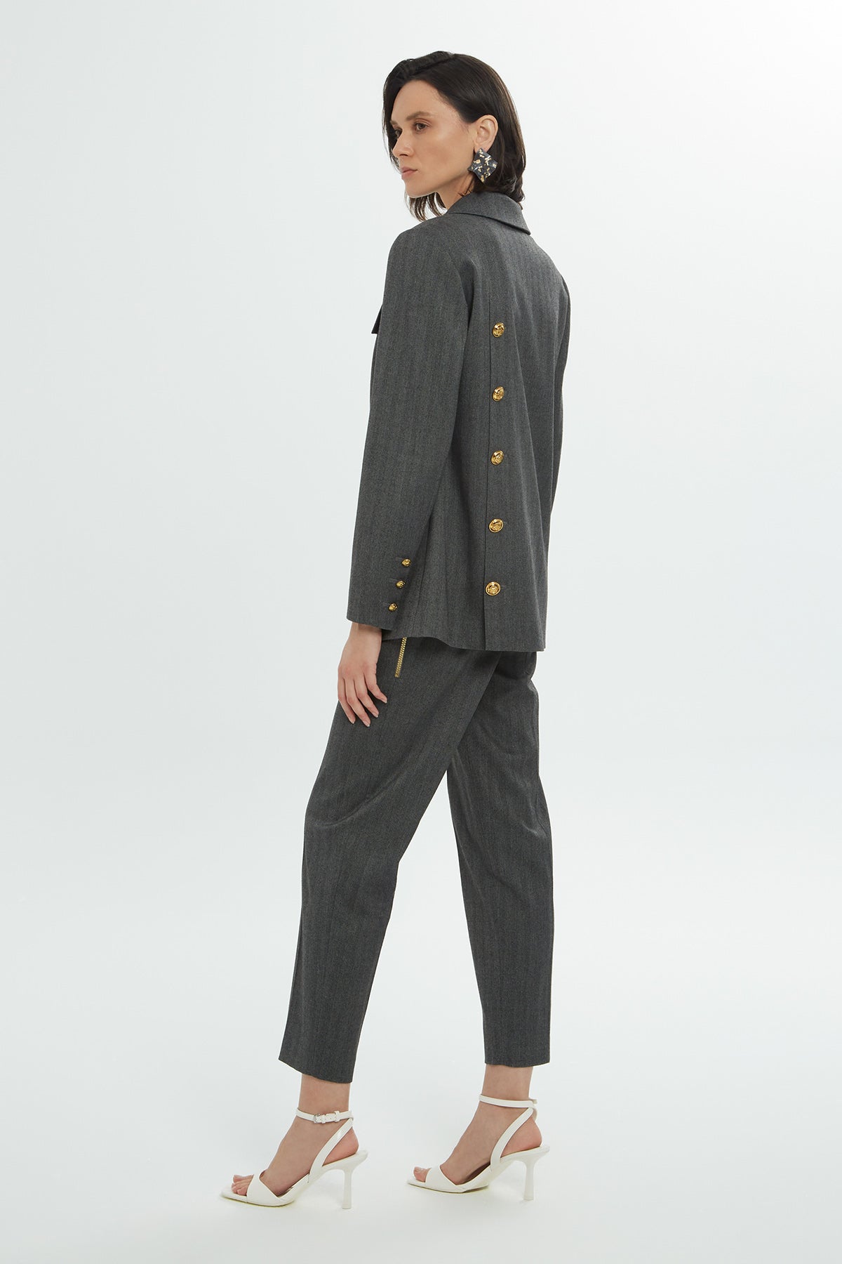 Düğme Detaylı Kruvaze Ceket