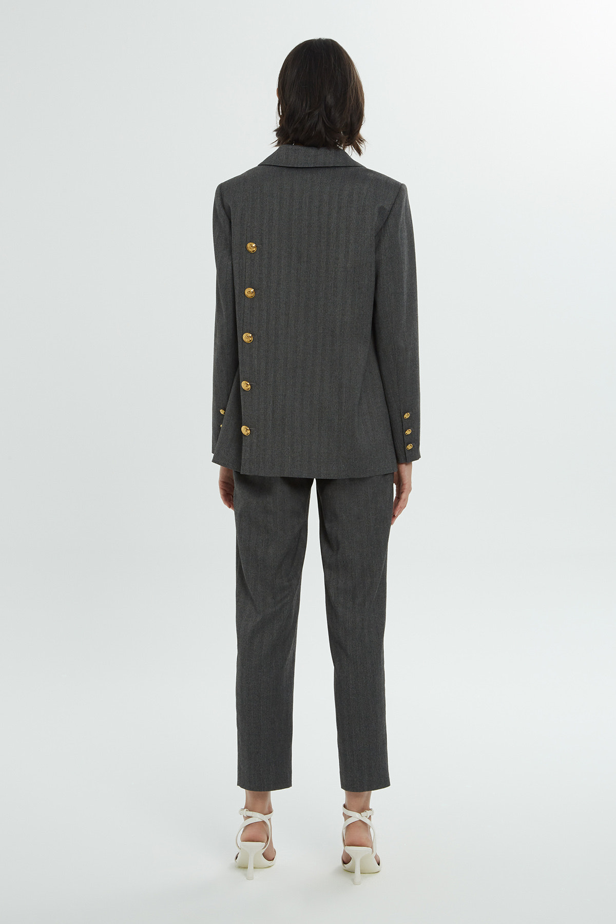 Düğme Detaylı Kruvaze Ceket