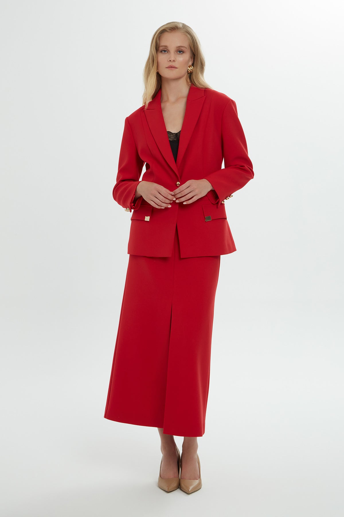 Kruvaze Kapamalı Kemerli Ceket