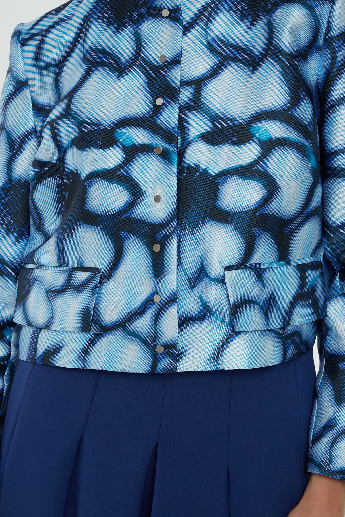 Bisiklet Yaka Desenli Kısa Ceket