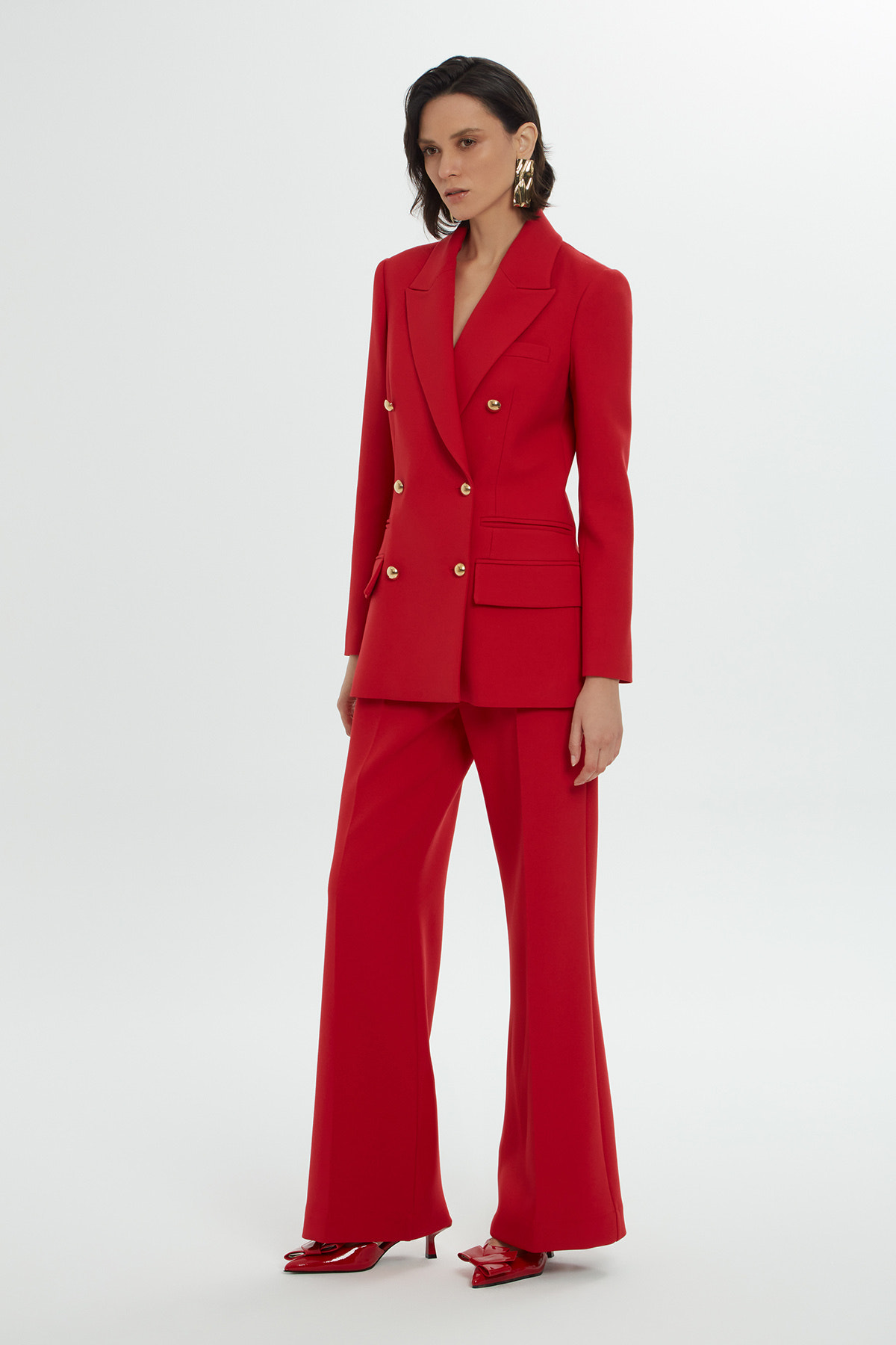 Uzun Kollu Omuz Vatkalı Astarlı Ceket