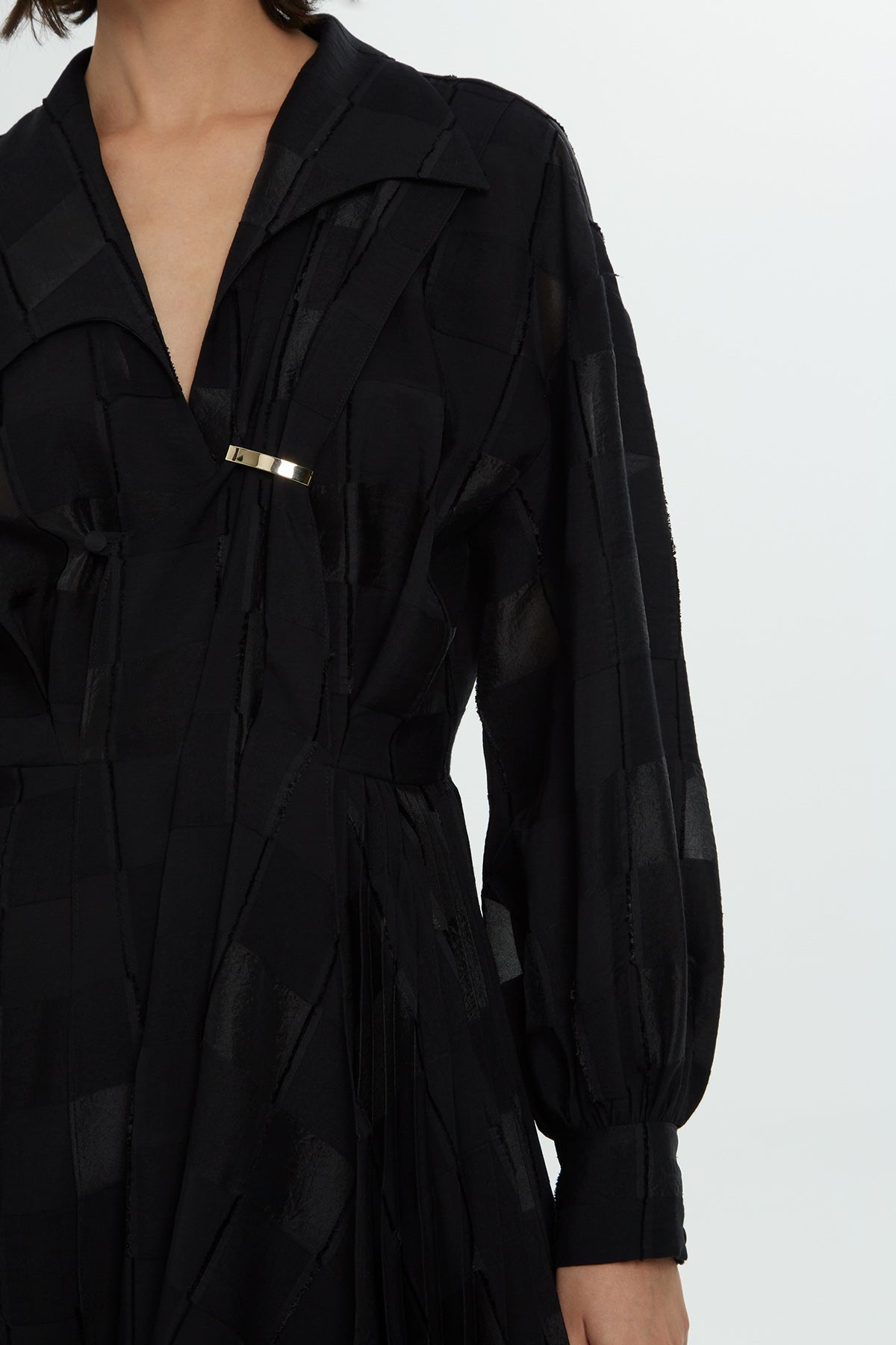 Kare Desenli Asimetrik Kesim Elbise