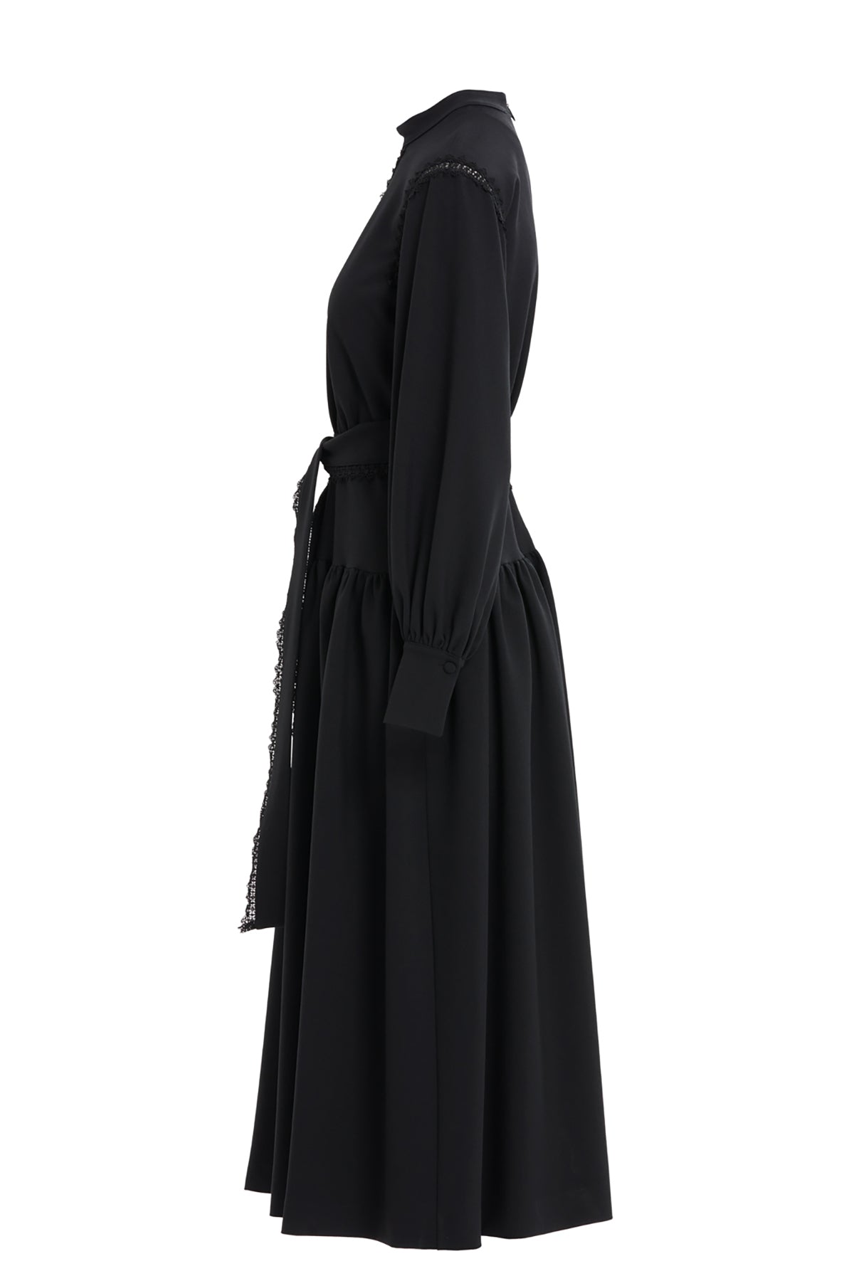 Dantel Şerit Detaylı İç Elbiseli Maxi Elbise