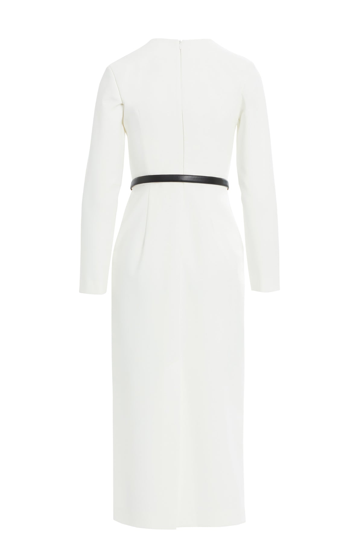 Kemerli V Yaka Midi Kalem Elbise