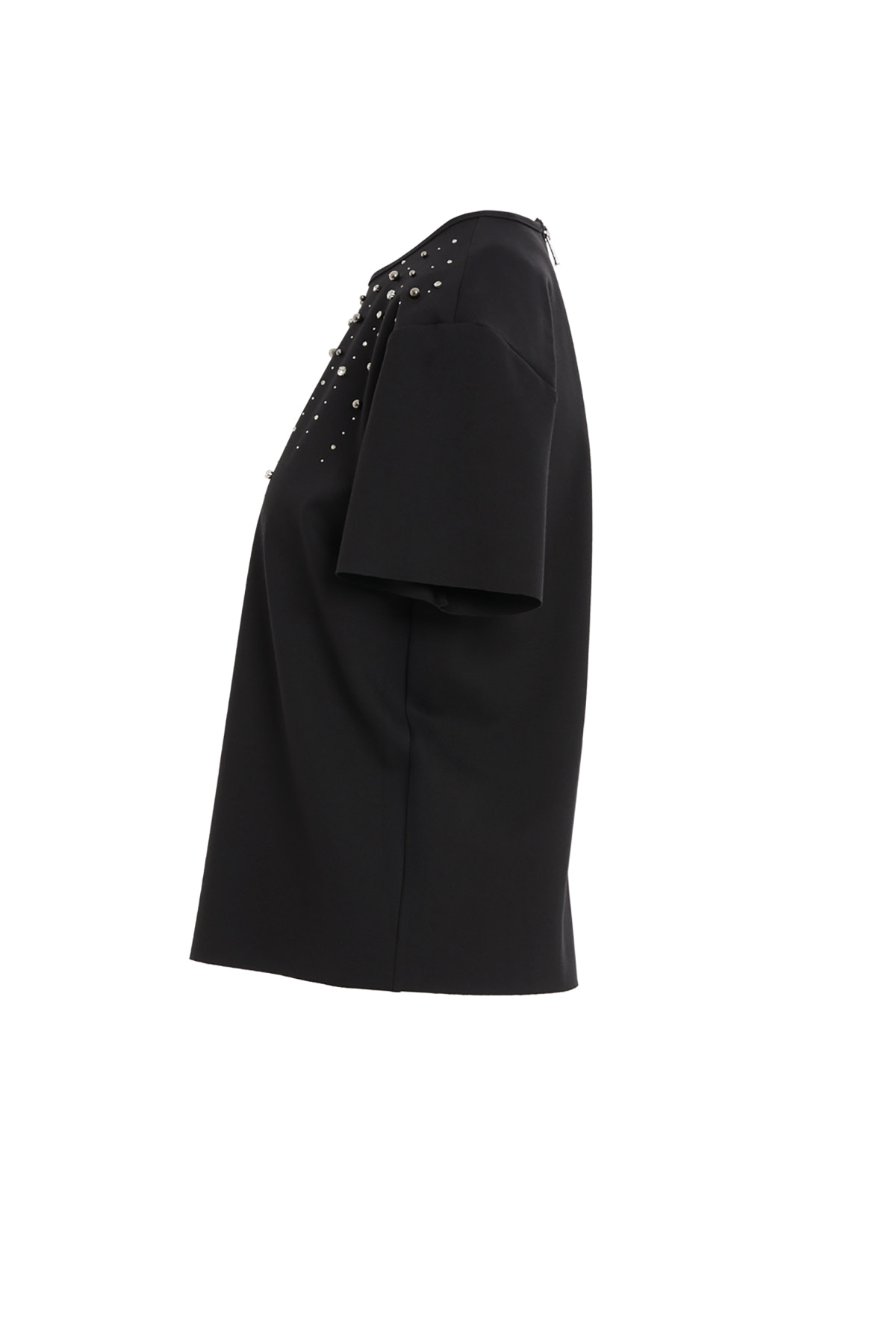 Önü Boncuk İşlemeli Kısa Kollu T-shirt