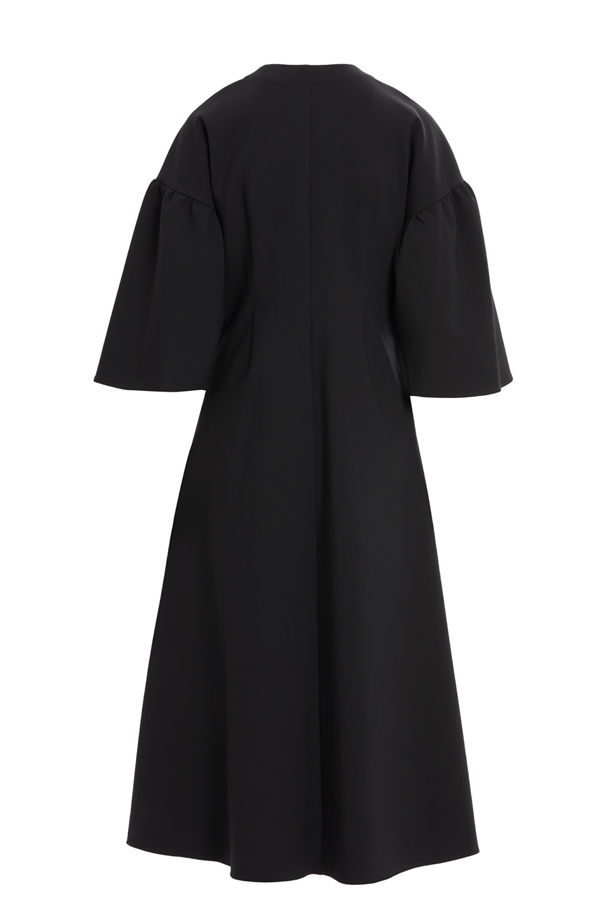 Yuvarlak Yakalı Ön Ve Ceplerinden Fermuarlı Astarsız Maxi Boy Elbise