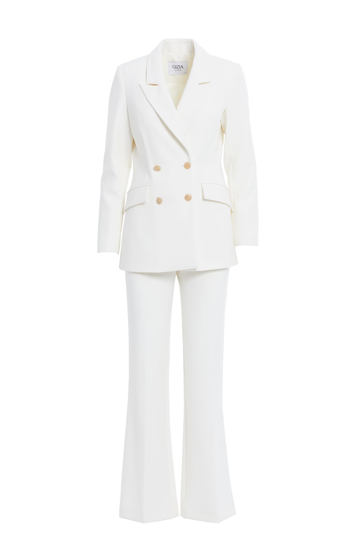 Düğme Detaylı Vücuda Oturan Kruvaze Takım