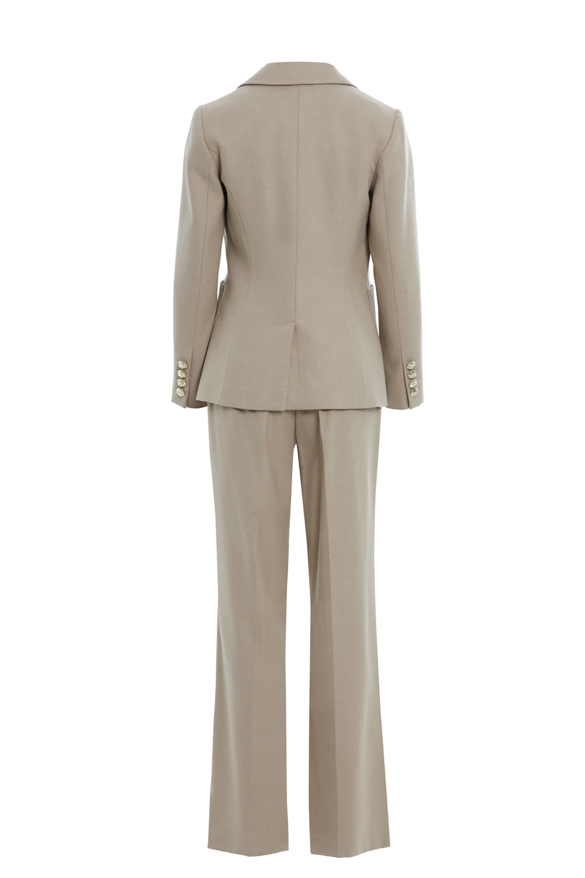 Ön Düğme Kapamalı Cepli Pantolonlu Takım