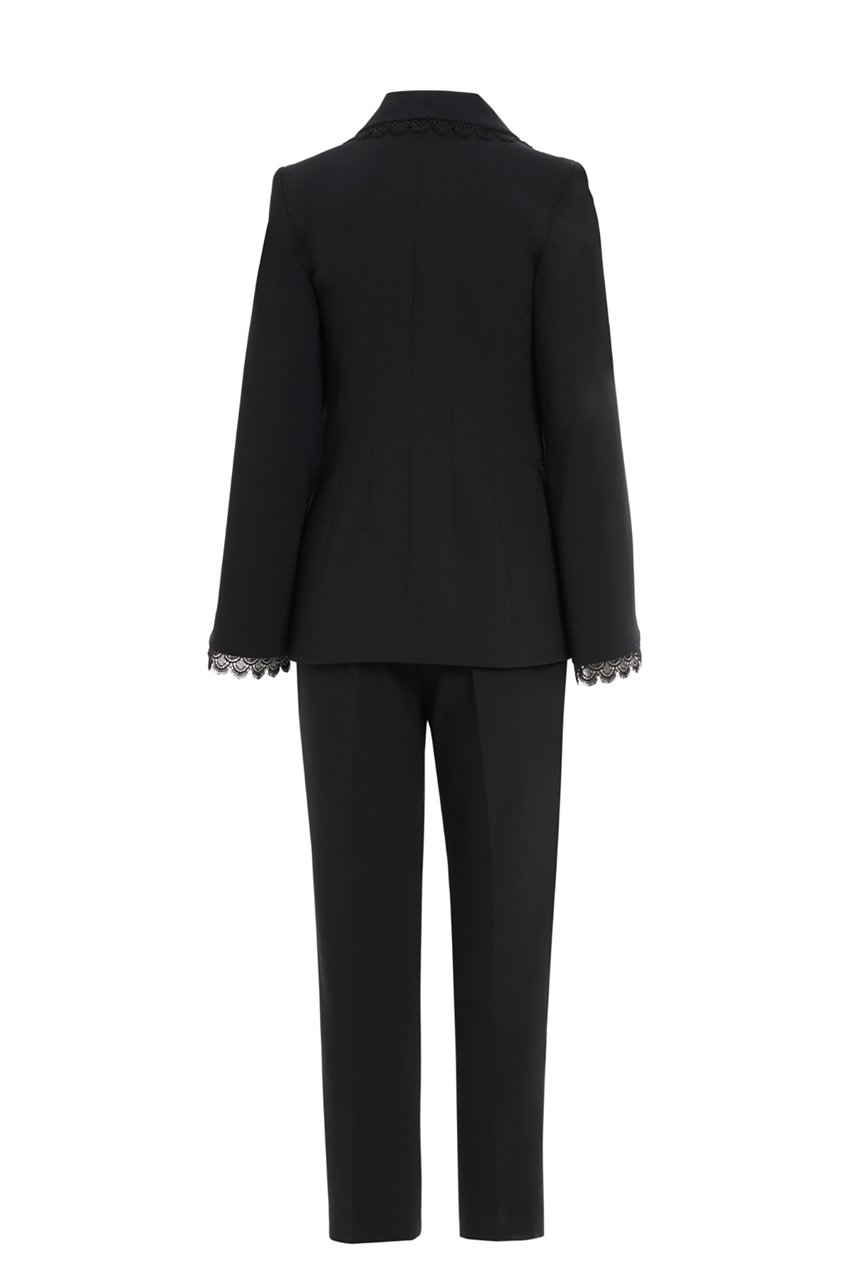 Kolları Ve Yakası Dantel Detaylı Ceket Pantolon Takım