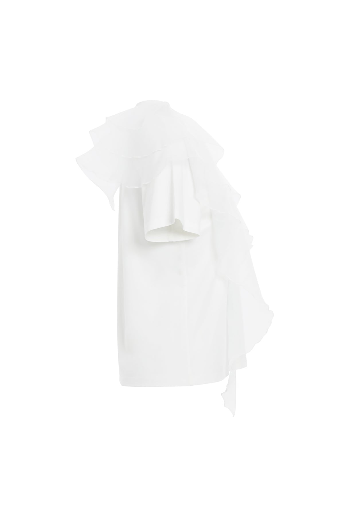 Omuz Tül Volan Detaylı Kısa Kollu T-shirt