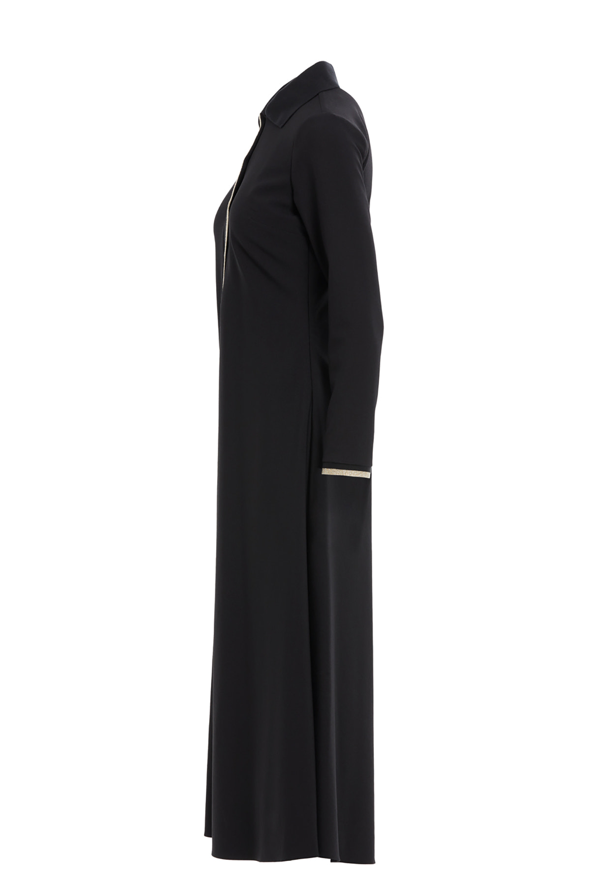 Polo Yakalı Uzun Kollu Astarlı Midi Elbise