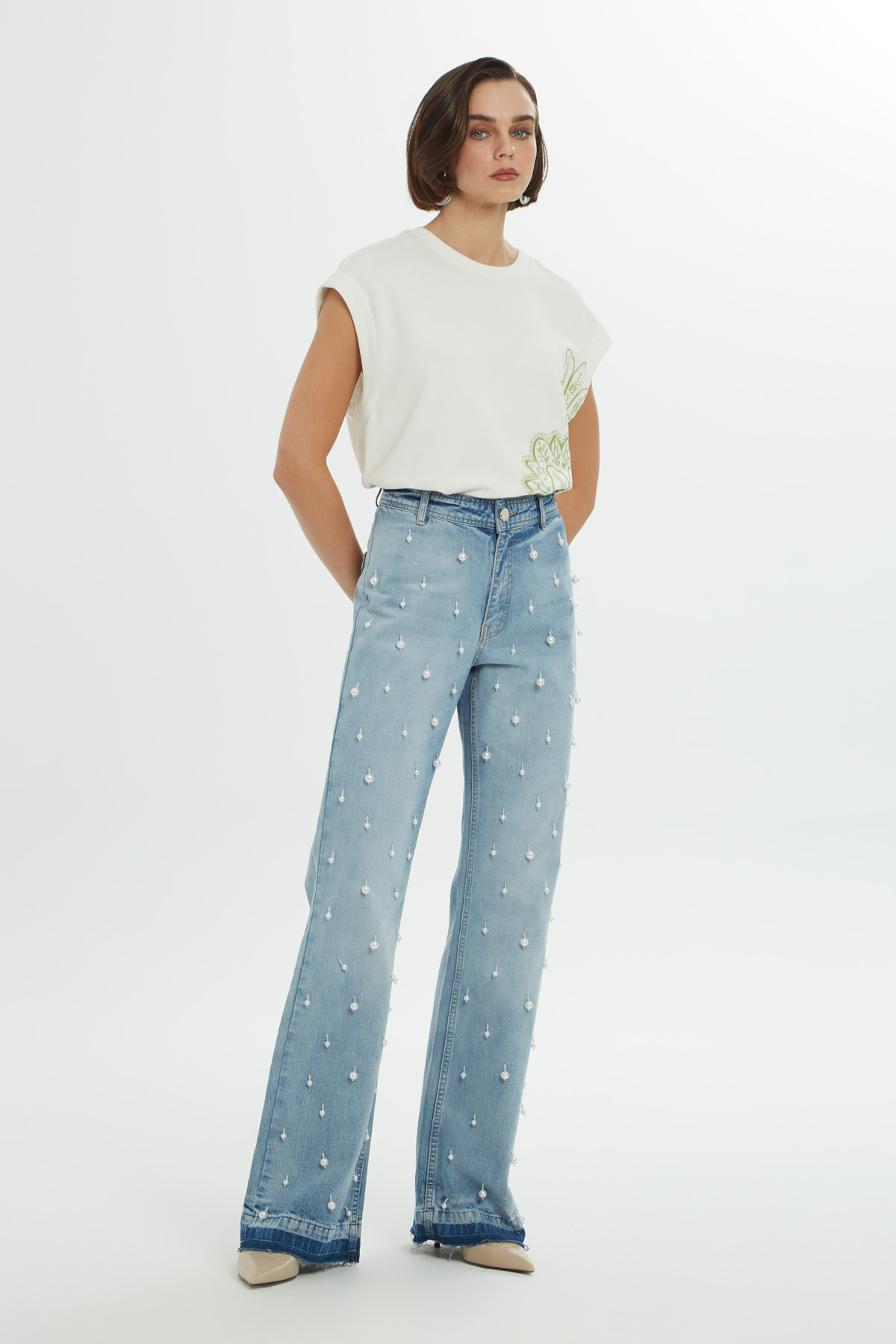 Jagronlu İspanyol Paça Jean Pantolon