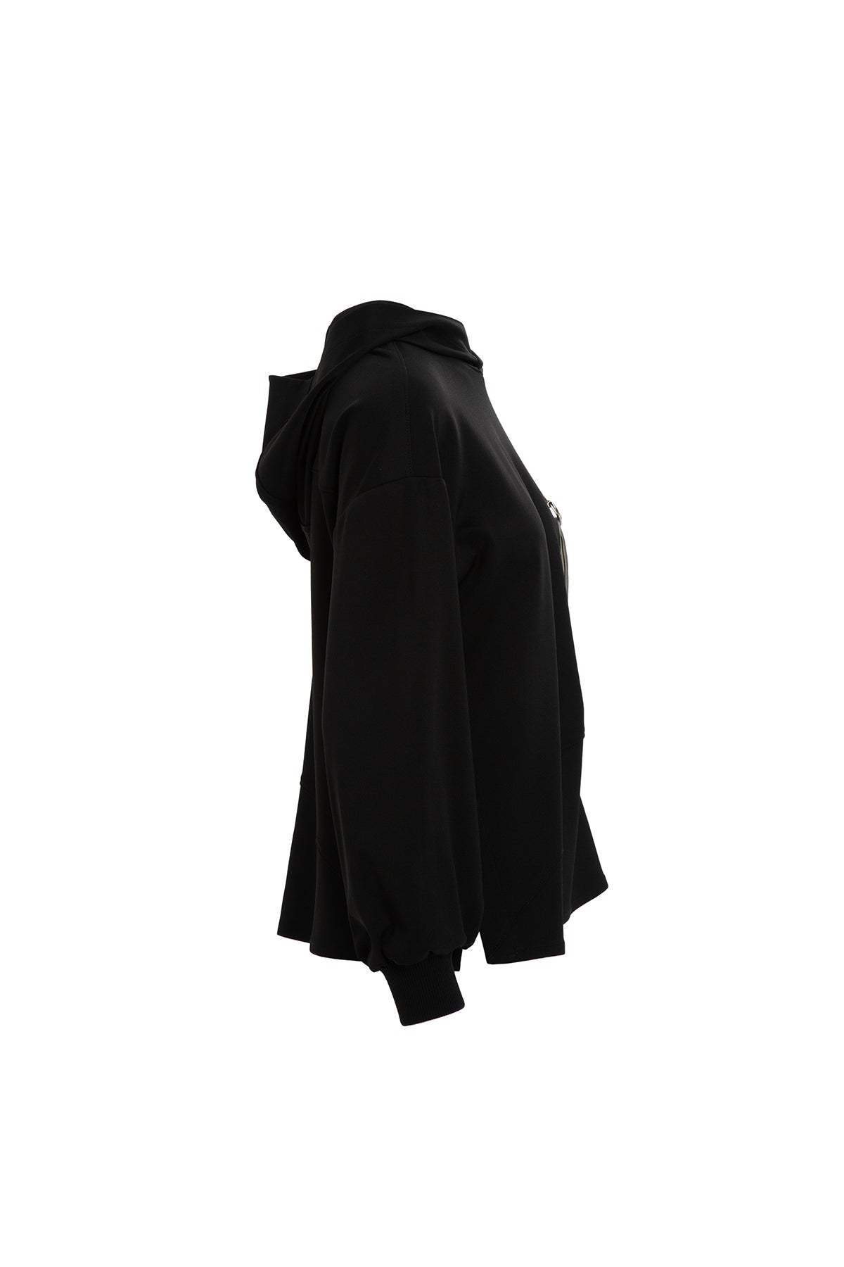 Büzgülü Kapüşonlu Uzun Kollu Sweatshirt