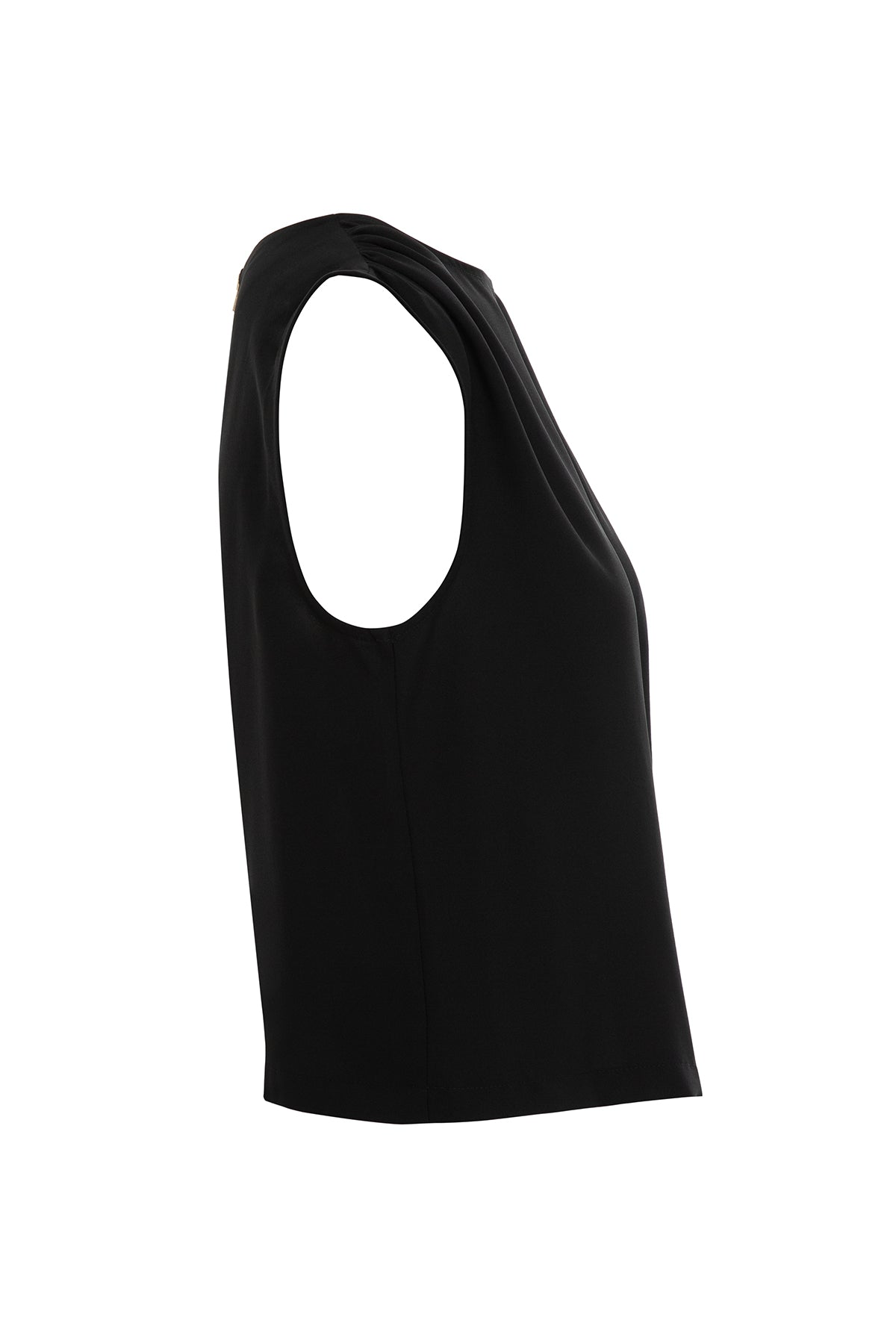 Kısa Kollu Arkası Fermuarlı Drapeli Bluz