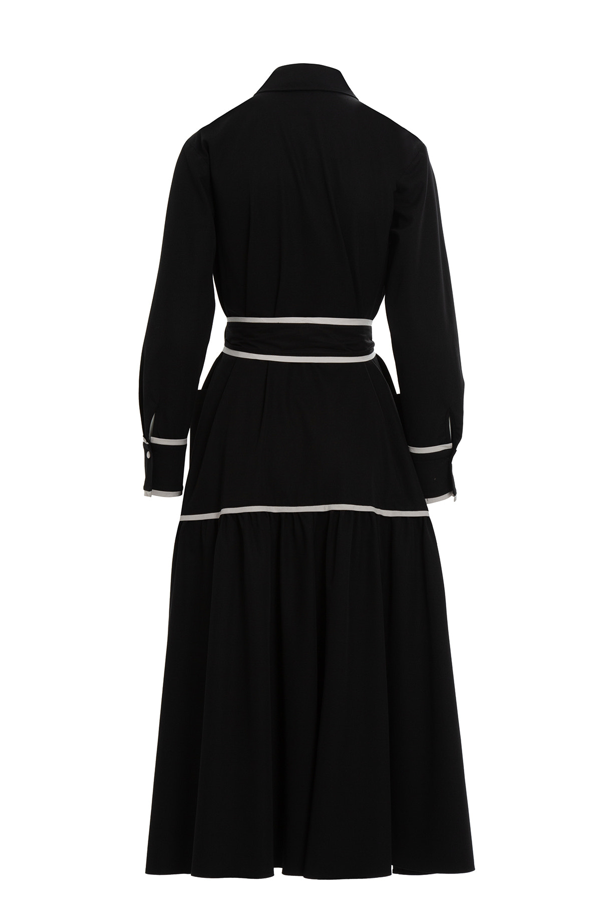 Seyyar Kuşaklı Düğme Kapamalı Midi Elbise