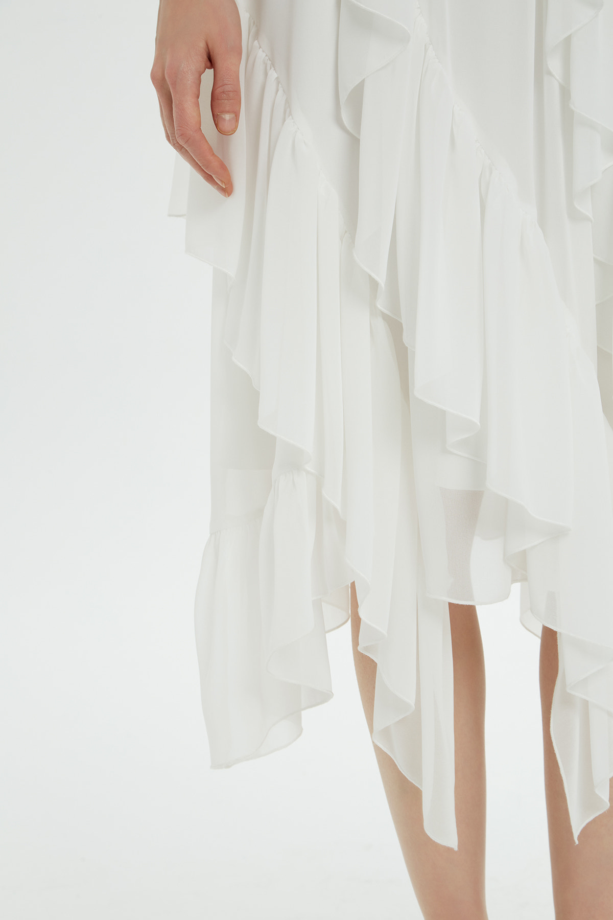 Volanlı Asimetrik Midi Etek