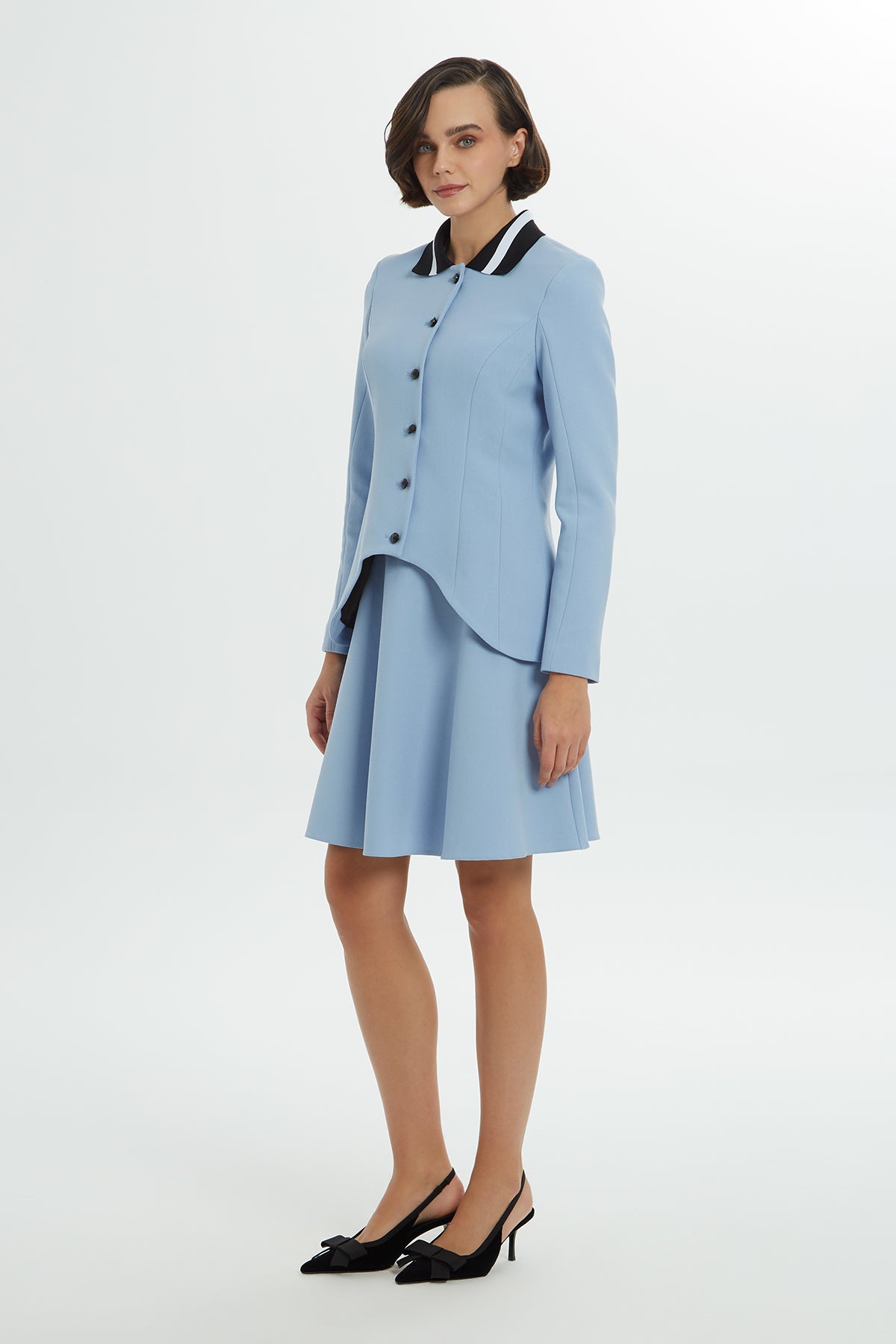 Ceketi Asimetrik Detaylı Mini Etekli Takım