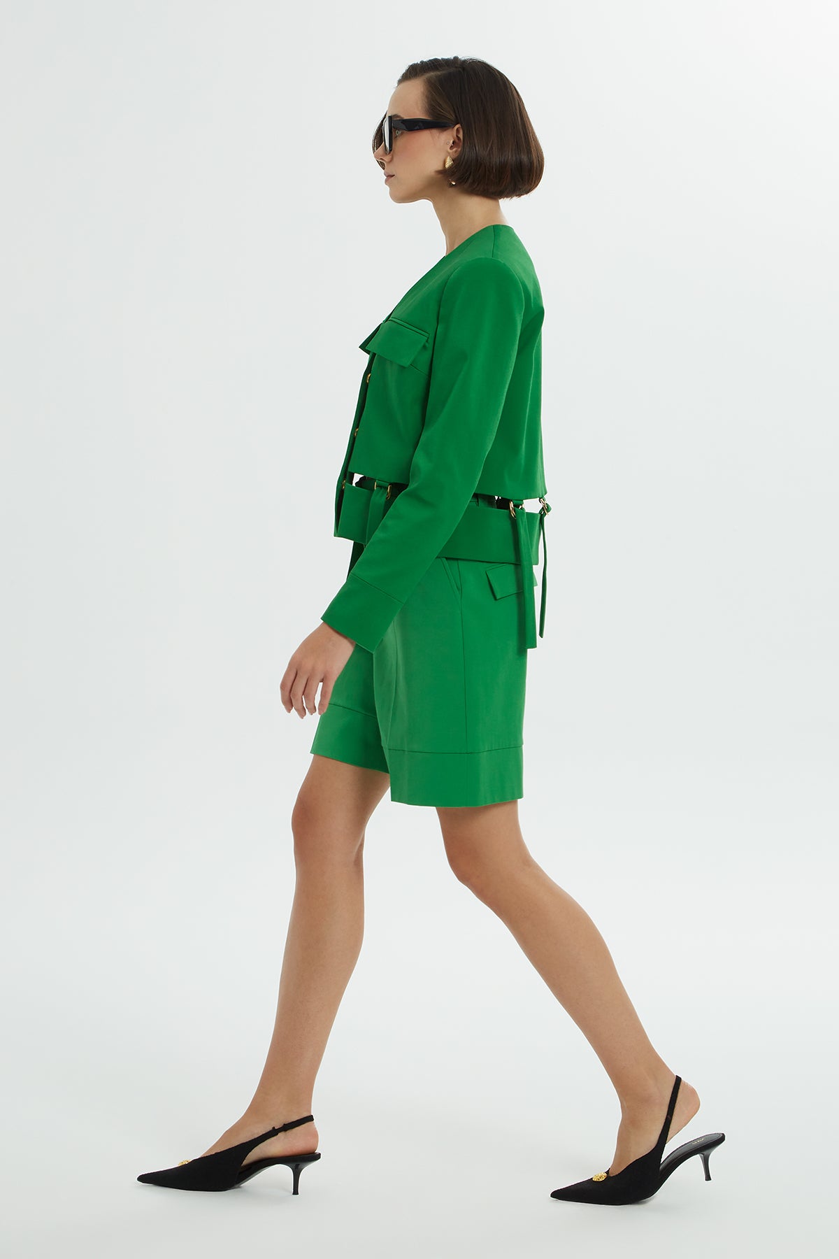 Metal Toka Detaylı Uzun Kollu Ceket