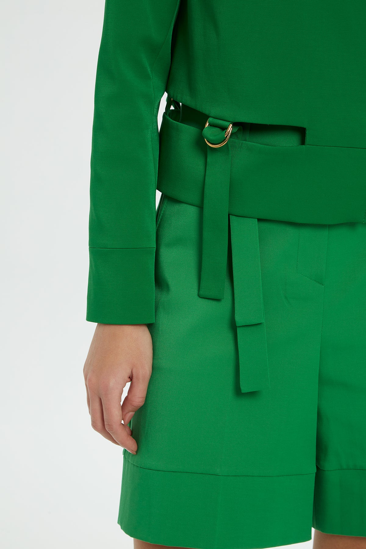 Metal Toka Detaylı Uzun Kollu Ceket