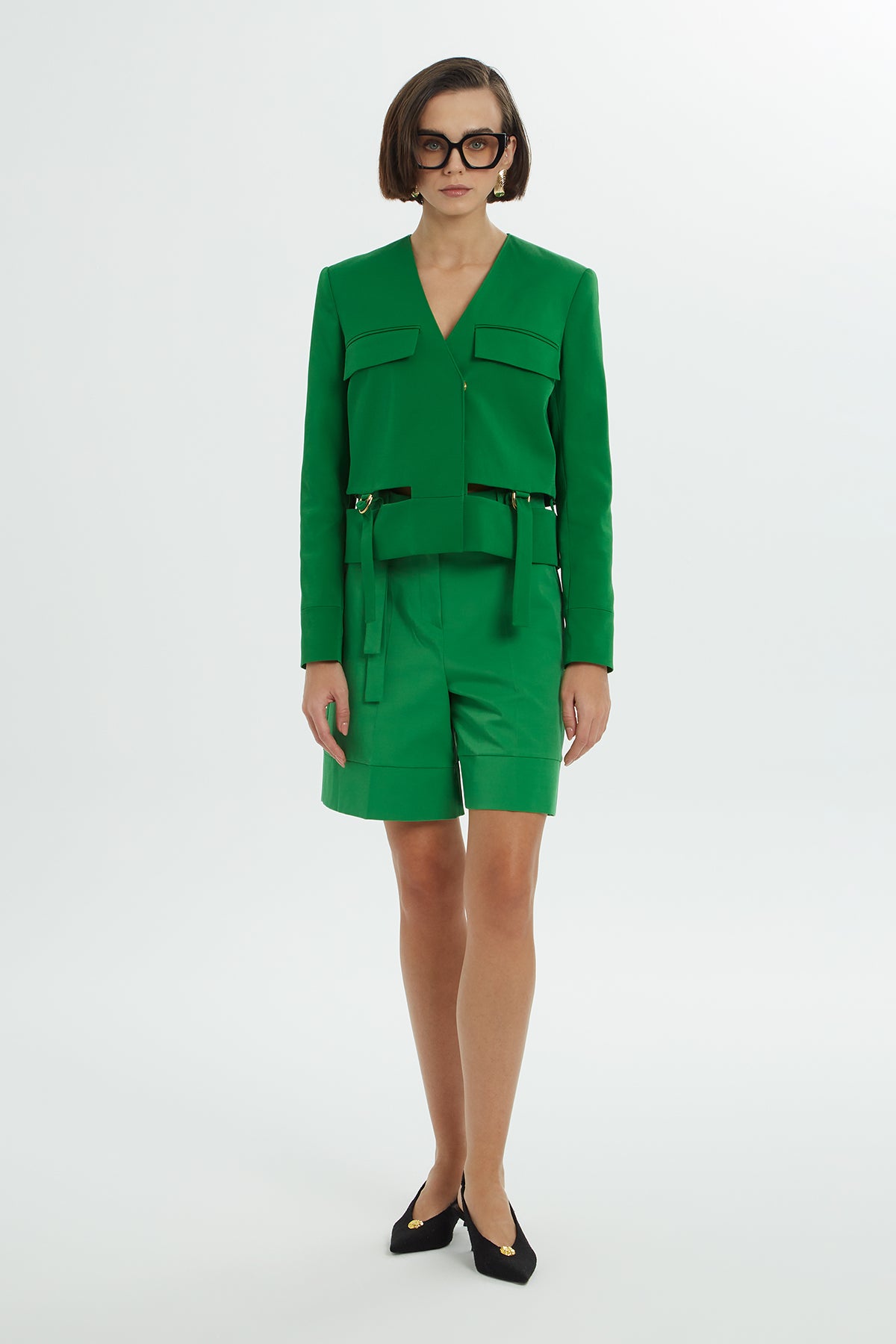 Metal Toka Detaylı Uzun Kollu Ceket